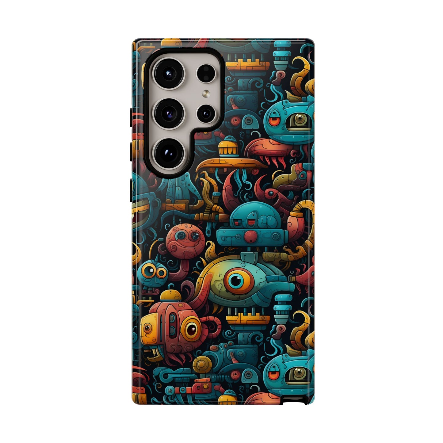 Whimsical Robots Tough Phone Case – Fantastical Mechanical Creatures Design for iPhone, Samsung Galaxy & Google Pixel