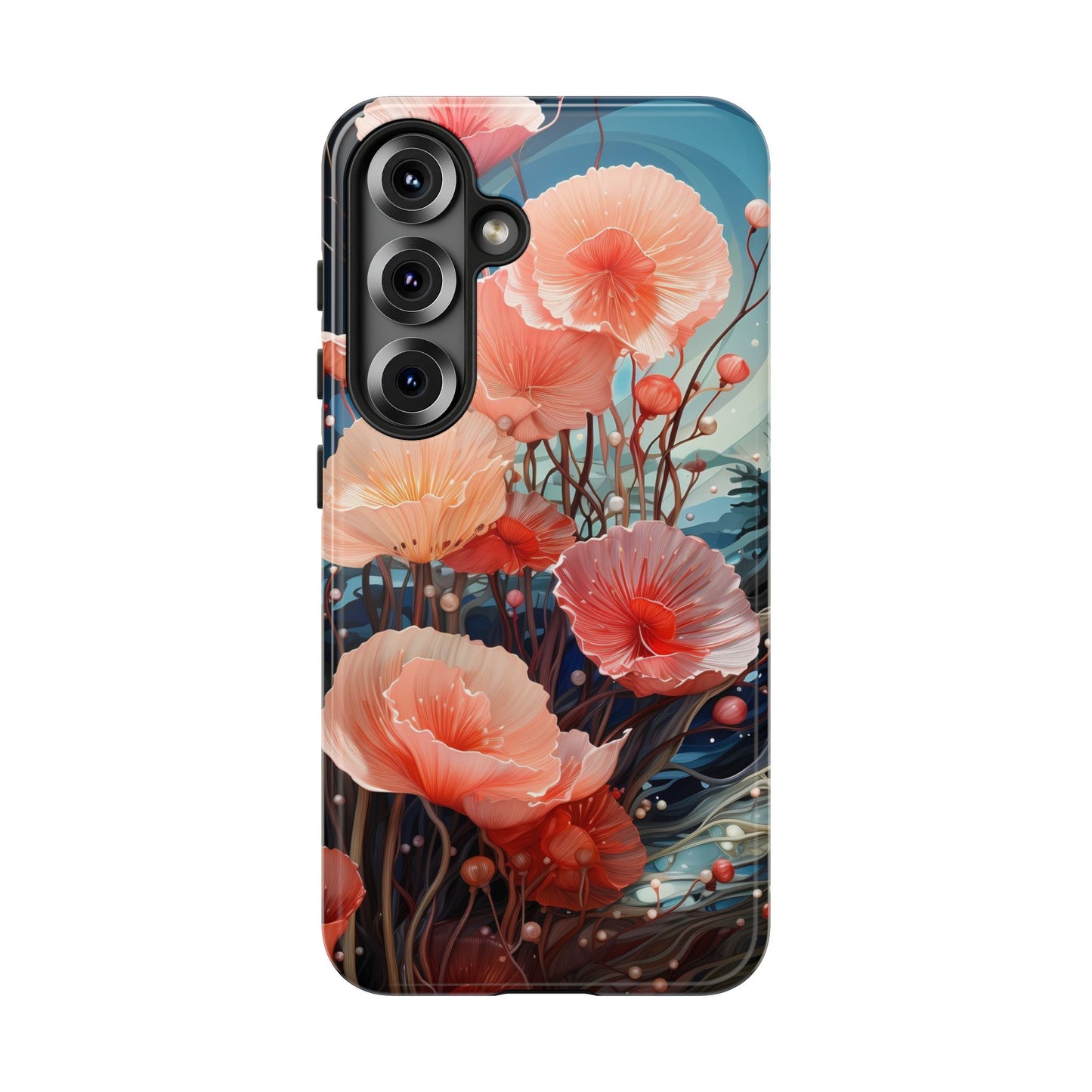 Blooming Poppies Tough Phone Case – Underwater Nocturnal Floral Design for iPhone, Samsung Galaxy & Google Pixel