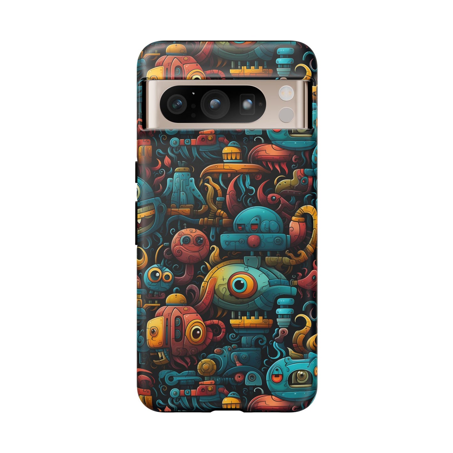 Whimsical Robots Tough Phone Case – Fantastical Mechanical Creatures Design for iPhone, Samsung Galaxy & Google Pixel