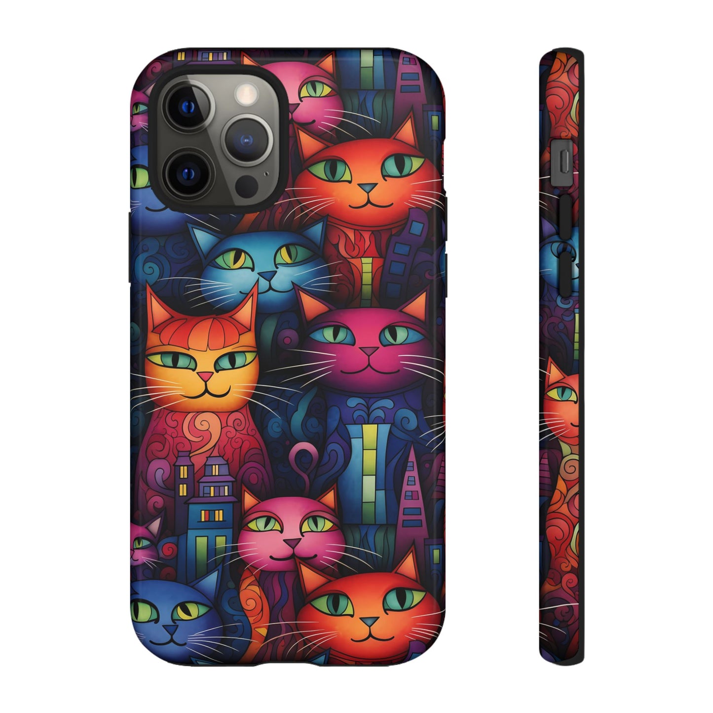 Cat-opolis Tough Phone Case: Fantastical Feline City Scape Mobile Phone Protection for iPhone, Samsung Galaxy & Google Pixel Whimsical Art