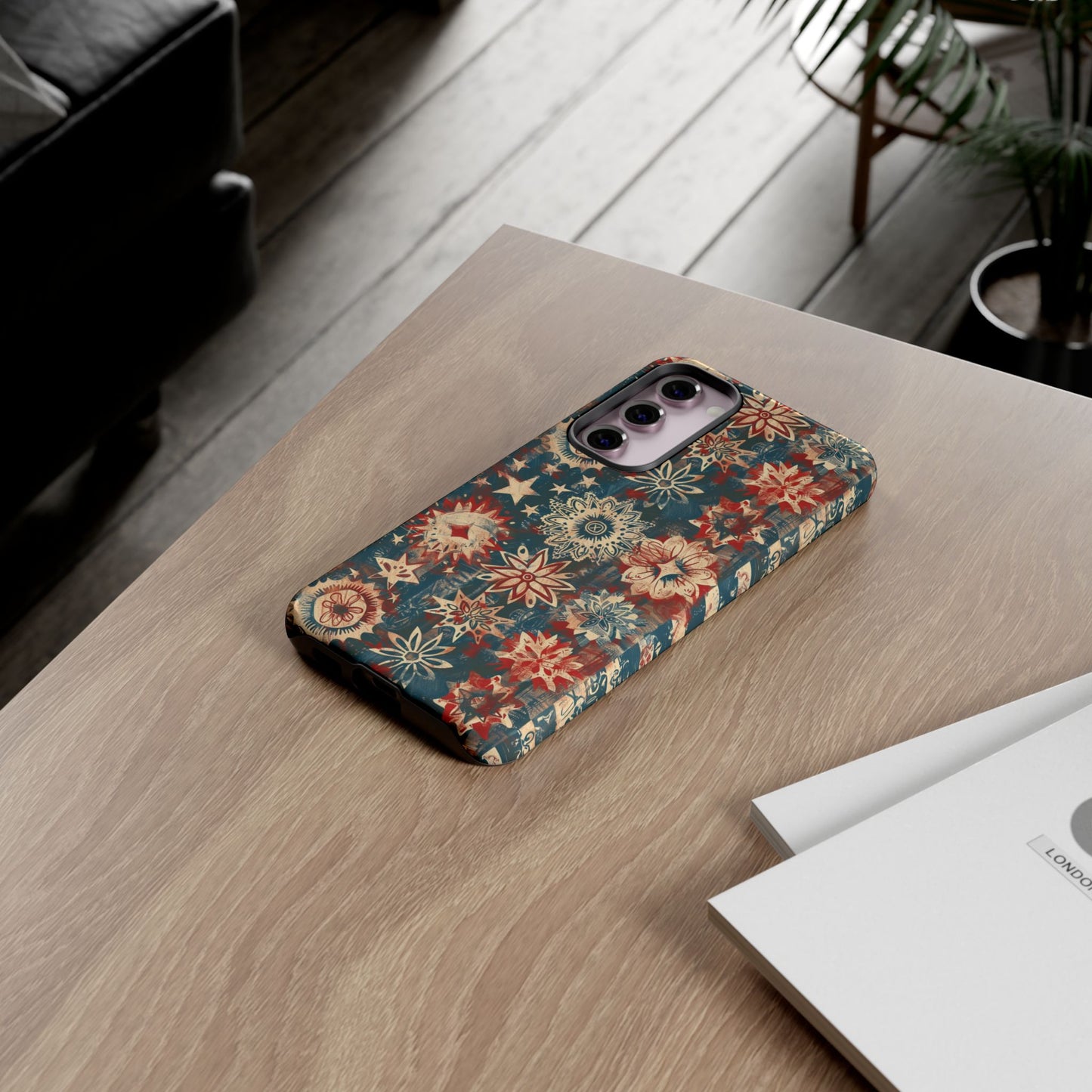 Patriotic Floral Tough Phone Case — Vintage American Stars & Flowers Design