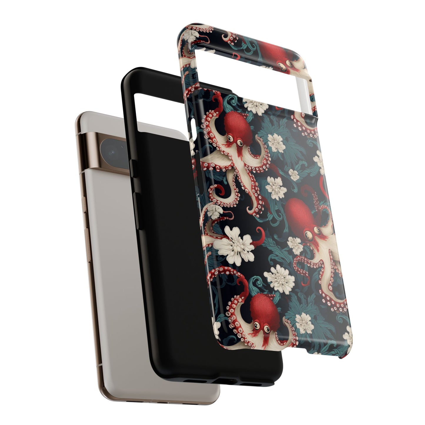Octopus Floral Phone Case | Japanese Style Marine Pattern Protective Case