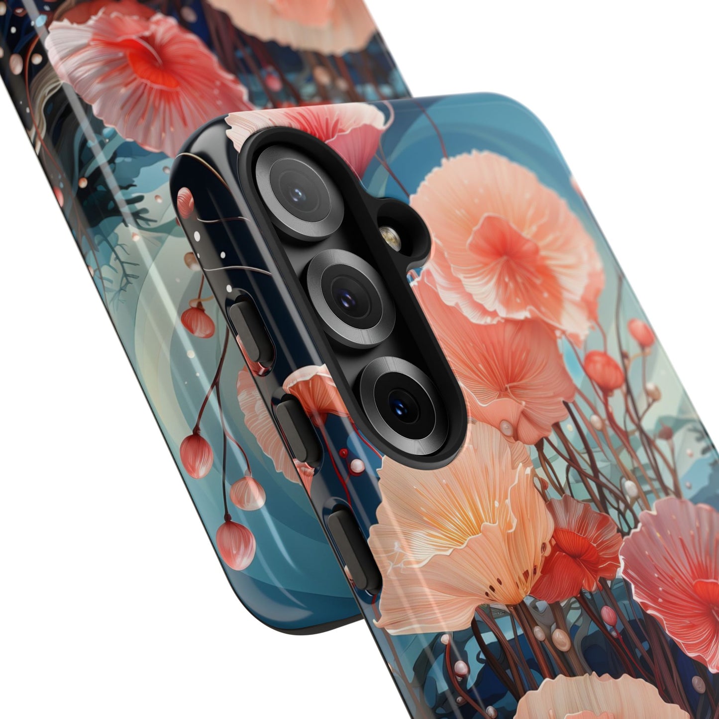 Blooming Poppies Tough Phone Case – Underwater Nocturnal Floral Design for iPhone, Samsung Galaxy & Google Pixel