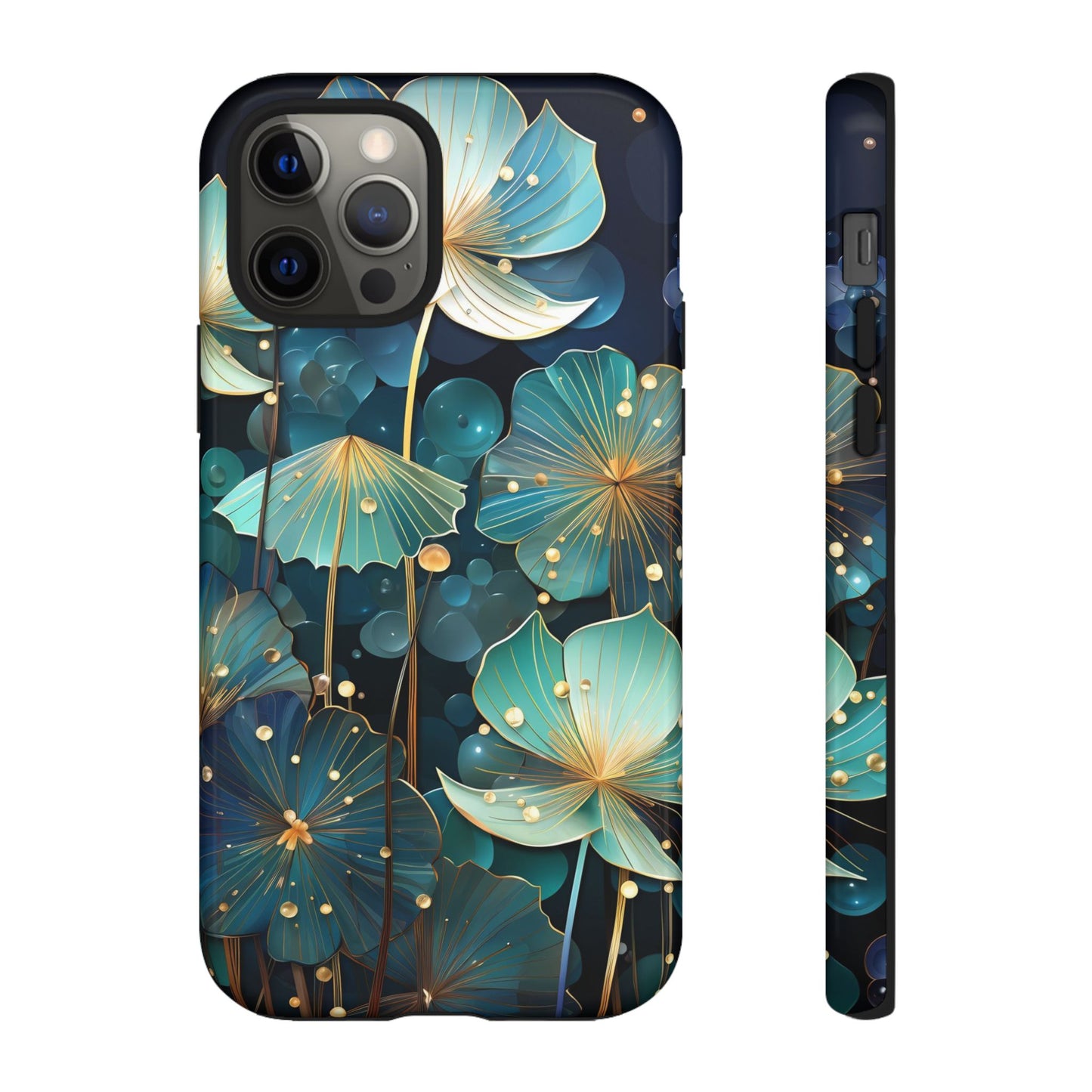 Teal Floral Tough Phone Case — Protective Botanical iPhone Cover