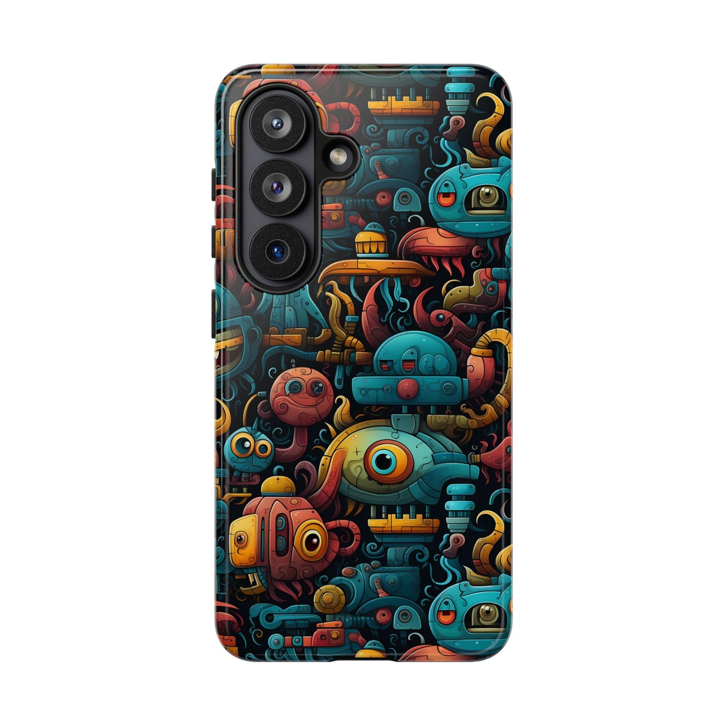 Whimsical Robots Tough Phone Case – Fantastical Mechanical Creatures Design for iPhone, Samsung Galaxy & Google Pixel