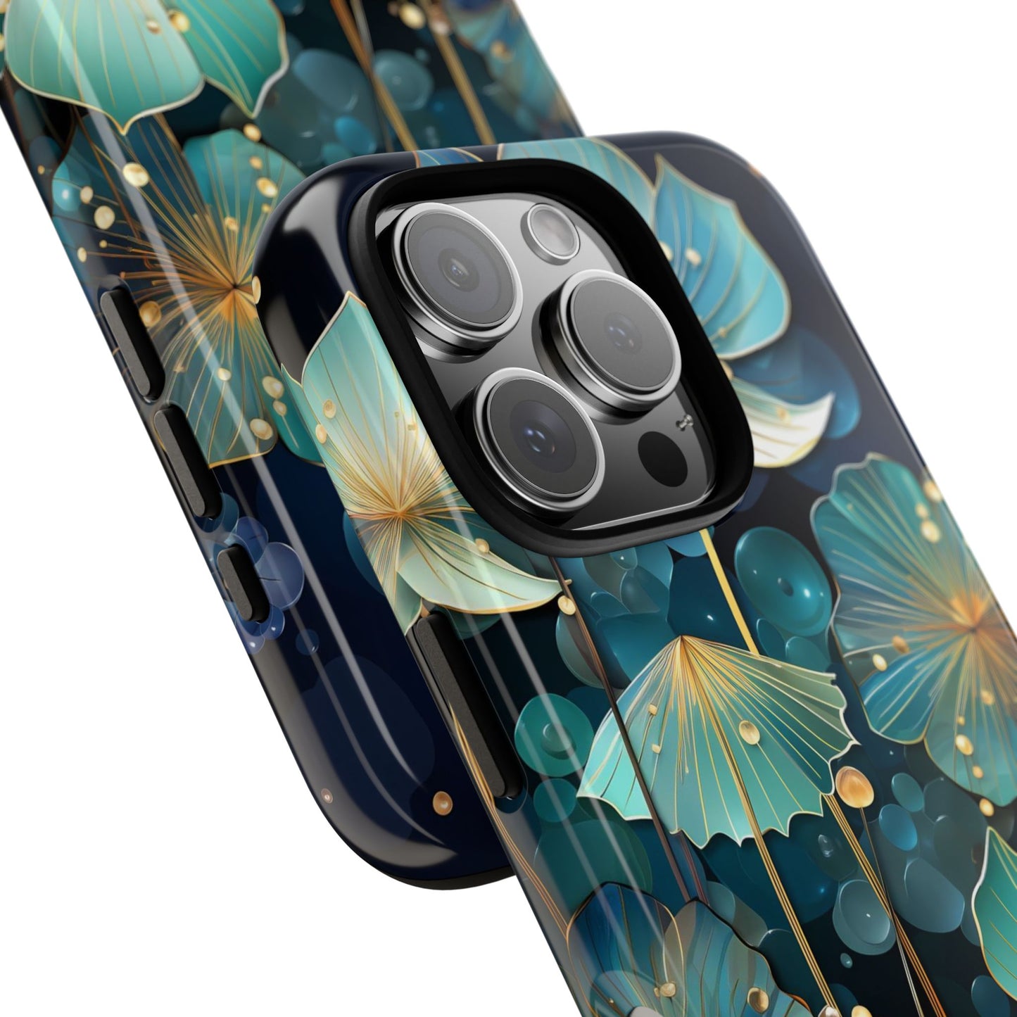Teal Floral Tough Phone Case — Protective Botanical iPhone Cover
