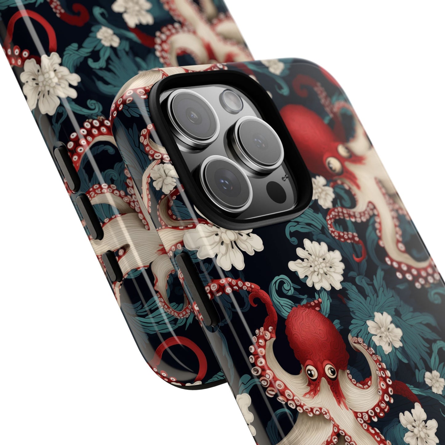 Octopus Floral Phone Case | Japanese Style Marine Pattern Protective Case