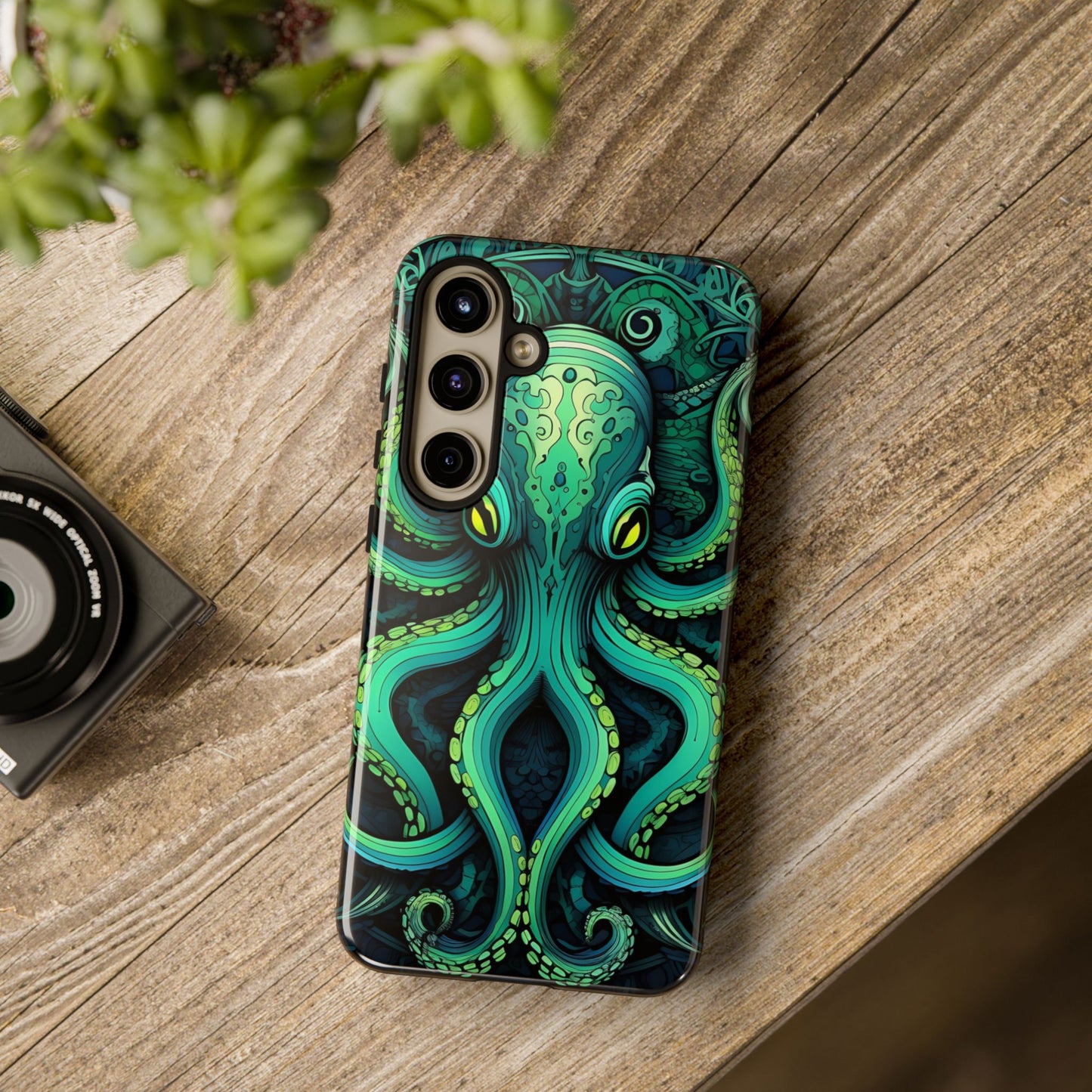 Vibrant Teal Octopus Tough Phone Case: Mandala-Inspired Art for iPhone, Samsung Galaxy & Google Pixel - Cracken Painting