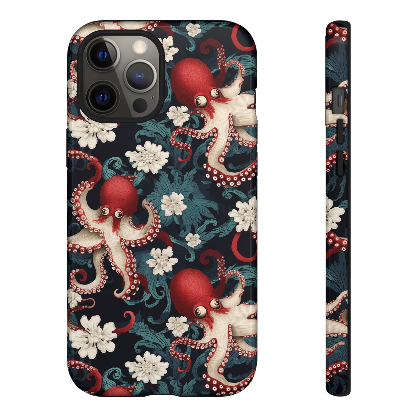 Octopus Floral Phone Case | Japanese Style Marine Pattern Protective Case