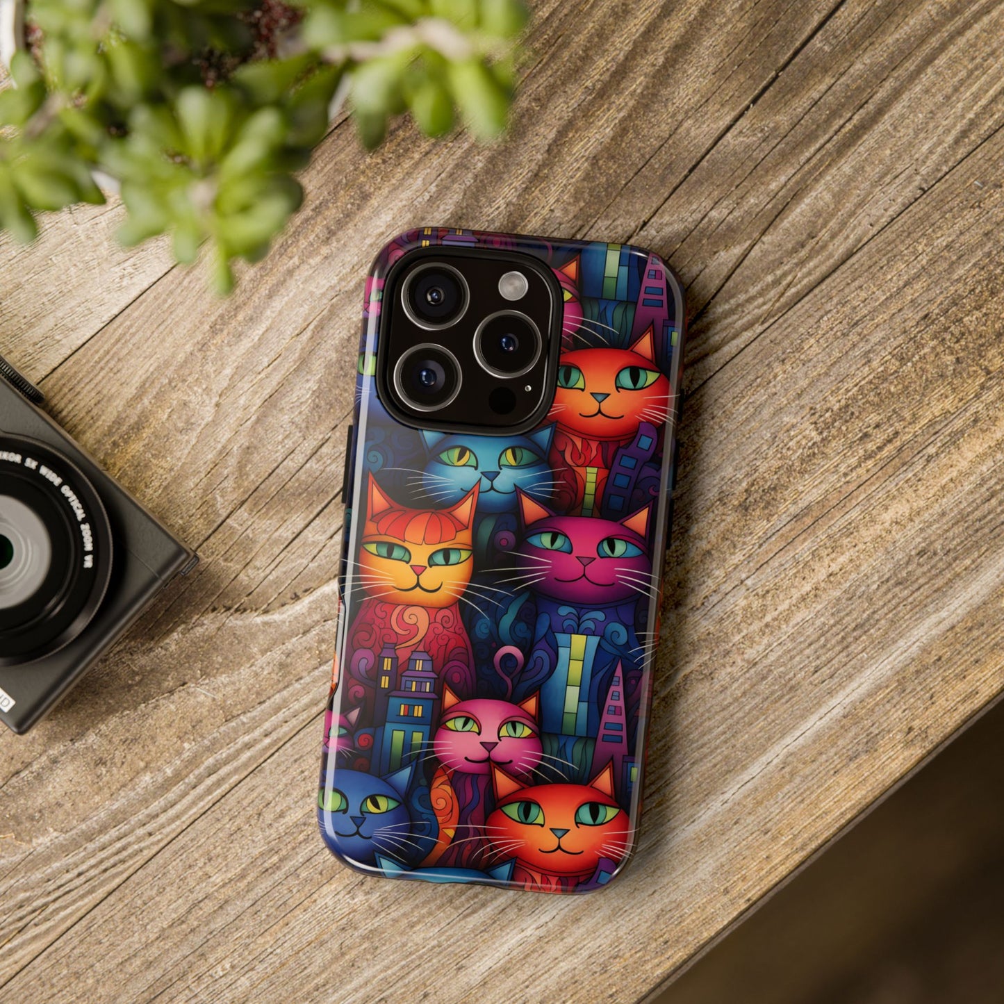 Cat-opolis Tough Phone Case: Fantastical Feline City Scape Mobile Phone Protection for iPhone, Samsung Galaxy & Google Pixel Whimsical Art