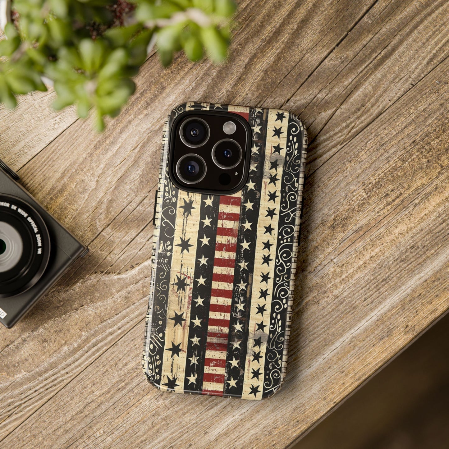 Vintage American Flag Phone Case — Patriotic Tough Case with Distressed Stars & Stripes