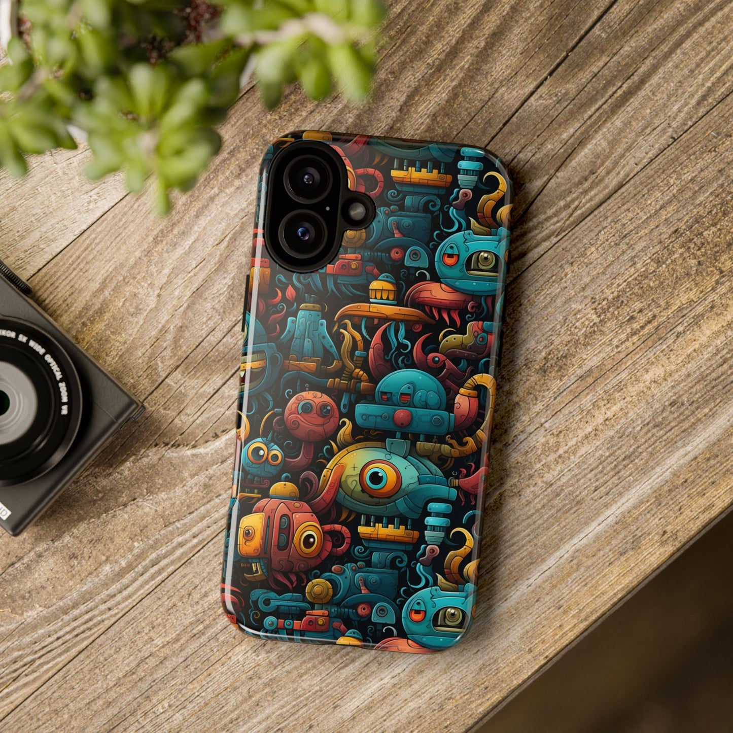 Whimsical Robots Tough Phone Case – Fantastical Mechanical Creatures Design for iPhone, Samsung Galaxy & Google Pixel