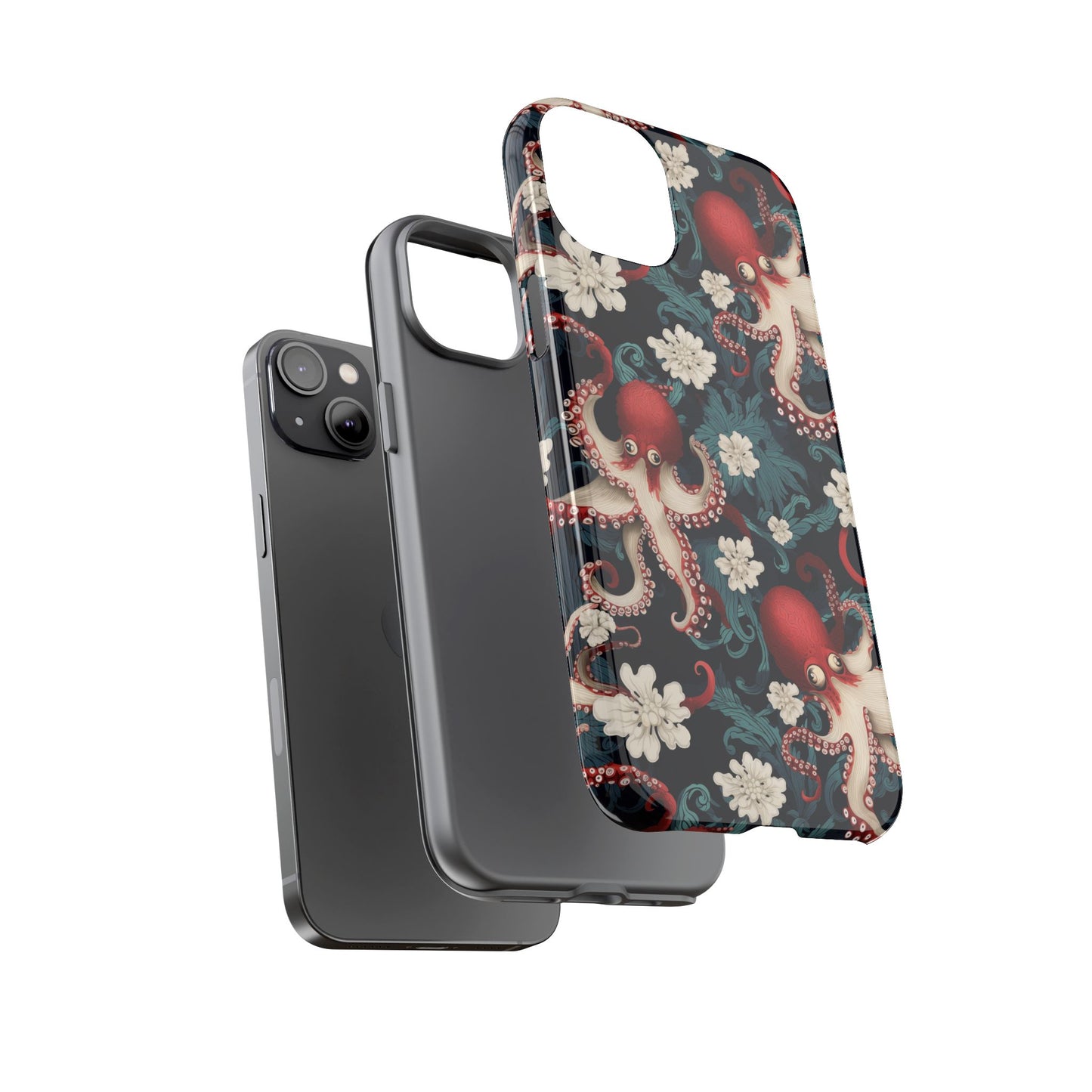 Octopus Floral Phone Case | Japanese Style Marine Pattern Protective Case