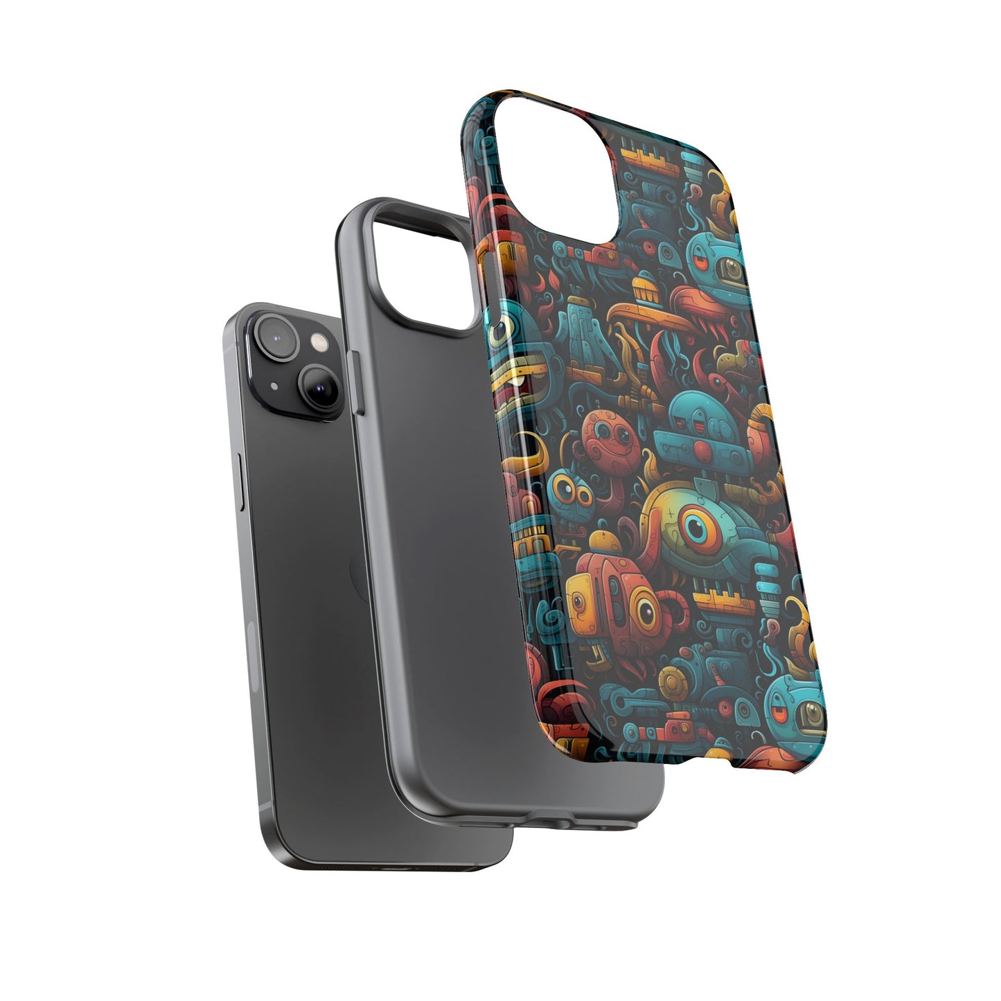 Whimsical Robots Tough Phone Case – Fantastical Mechanical Creatures Design for iPhone, Samsung Galaxy & Google Pixel