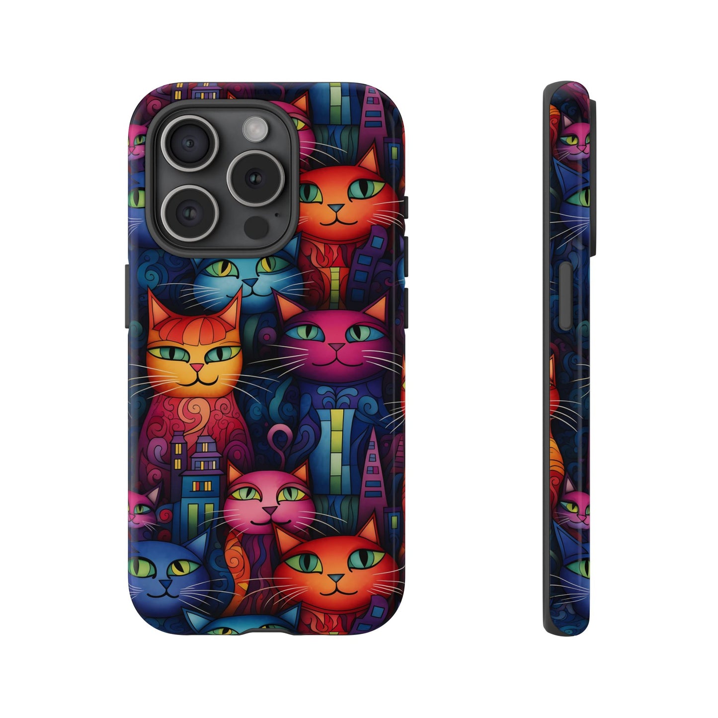 Cat-opolis Tough Phone Case: Fantastical Feline City Scape Mobile Phone Protection for iPhone, Samsung Galaxy & Google Pixel Whimsical Art