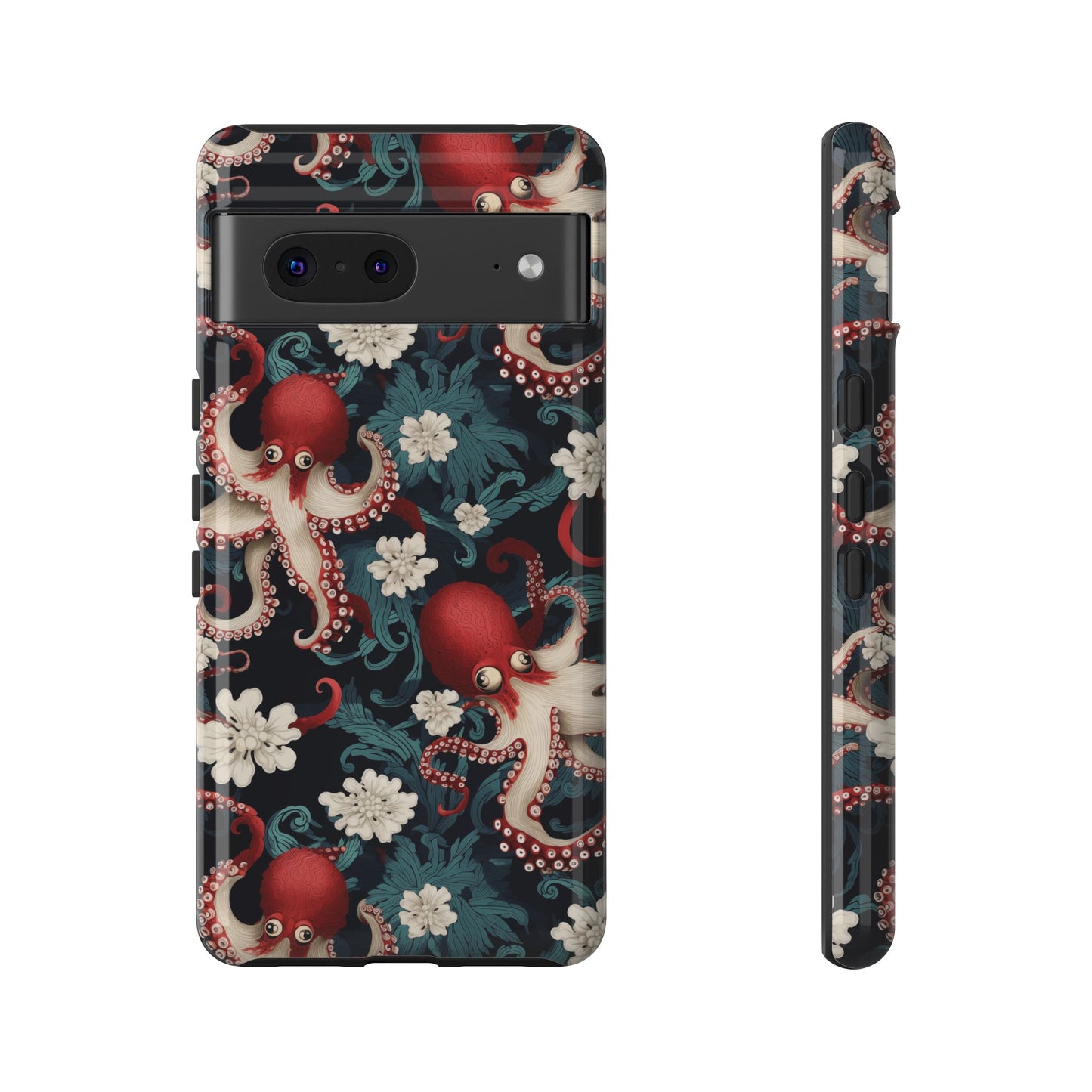Octopus Floral Phone Case | Japanese Style Marine Pattern Protective Case