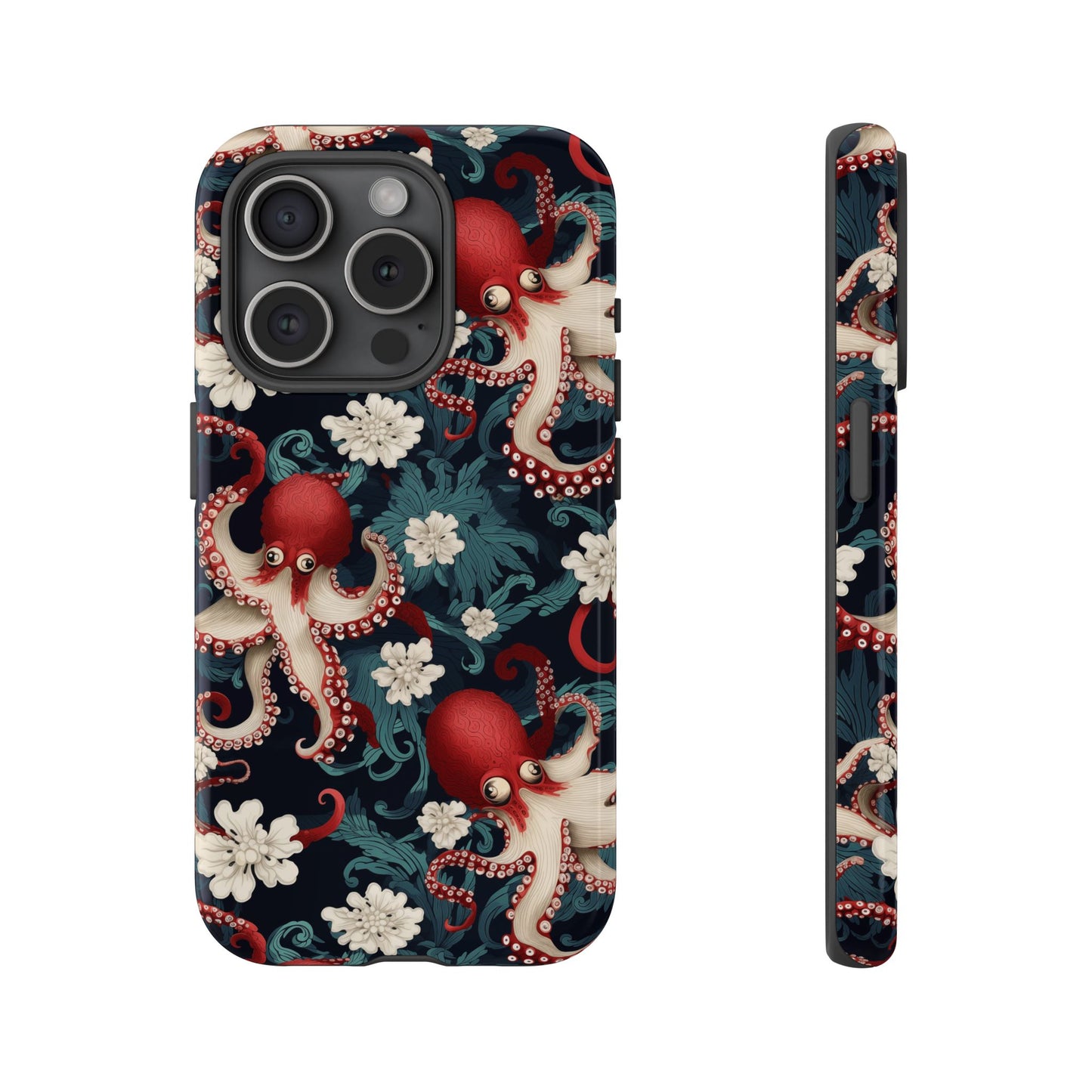Octopus Floral Phone Case | Japanese Style Marine Pattern Protective Case
