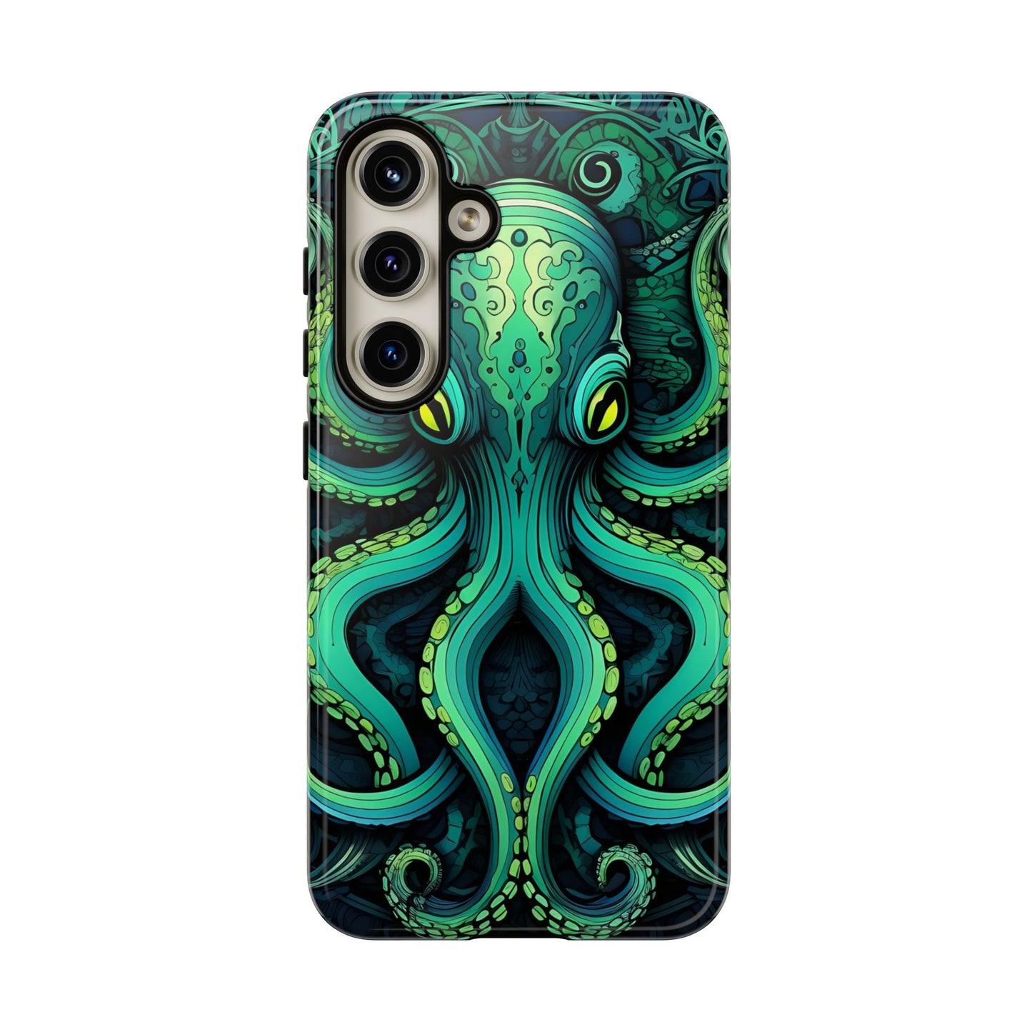 Vibrant Teal Octopus Tough Phone Case: Mandala-Inspired Art for iPhone, Samsung Galaxy & Google Pixel - Cracken Painting