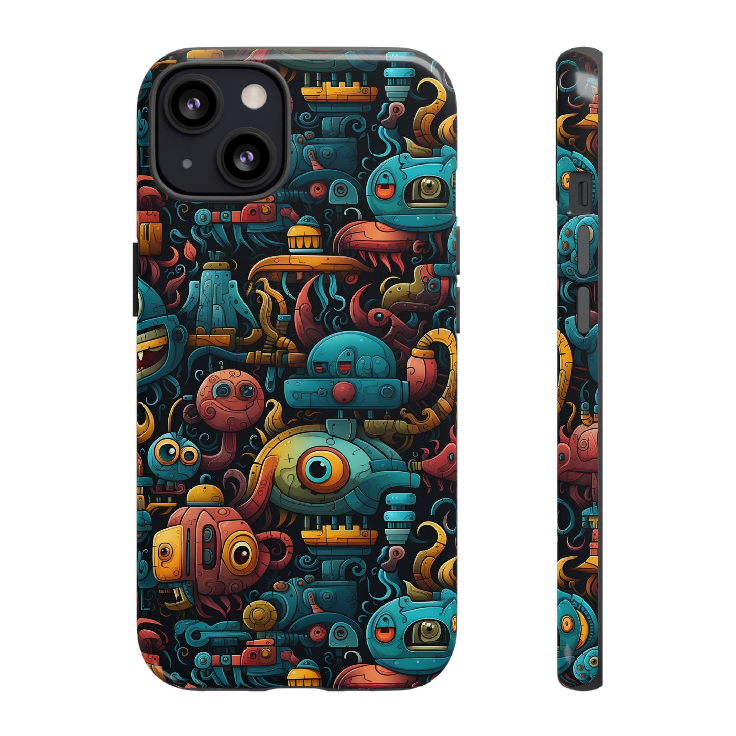 Whimsical Robots Tough Phone Case – Fantastical Mechanical Creatures Design for iPhone, Samsung Galaxy & Google Pixel