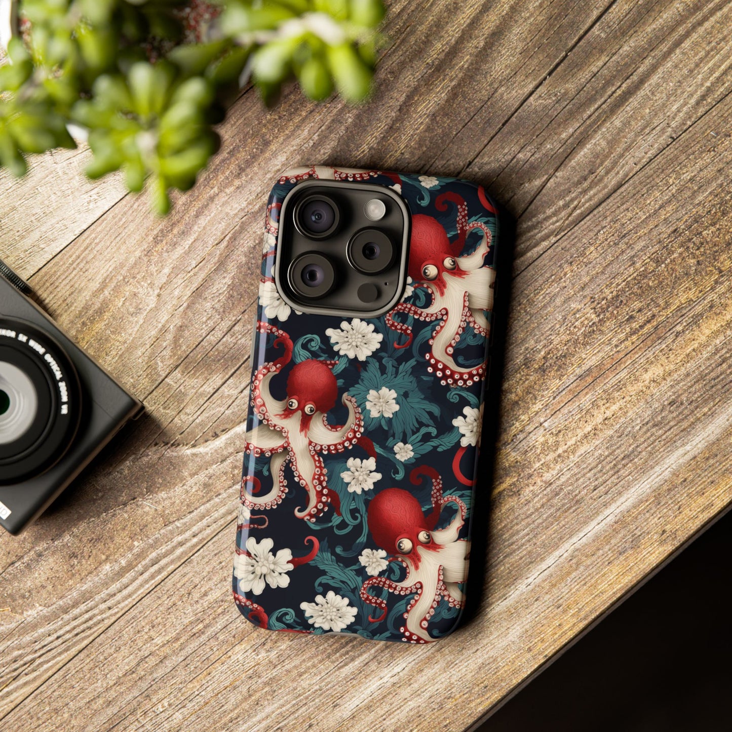 Octopus Floral Phone Case | Japanese Style Marine Pattern Protective Case