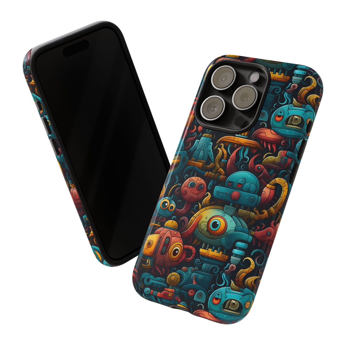 Whimsical Robots Tough Phone Case – Fantastical Mechanical Creatures Design for iPhone, Samsung Galaxy & Google Pixel