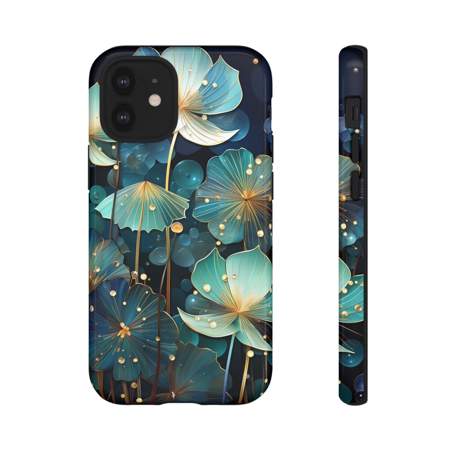 Teal Floral Tough Phone Case — Protective Botanical iPhone Cover