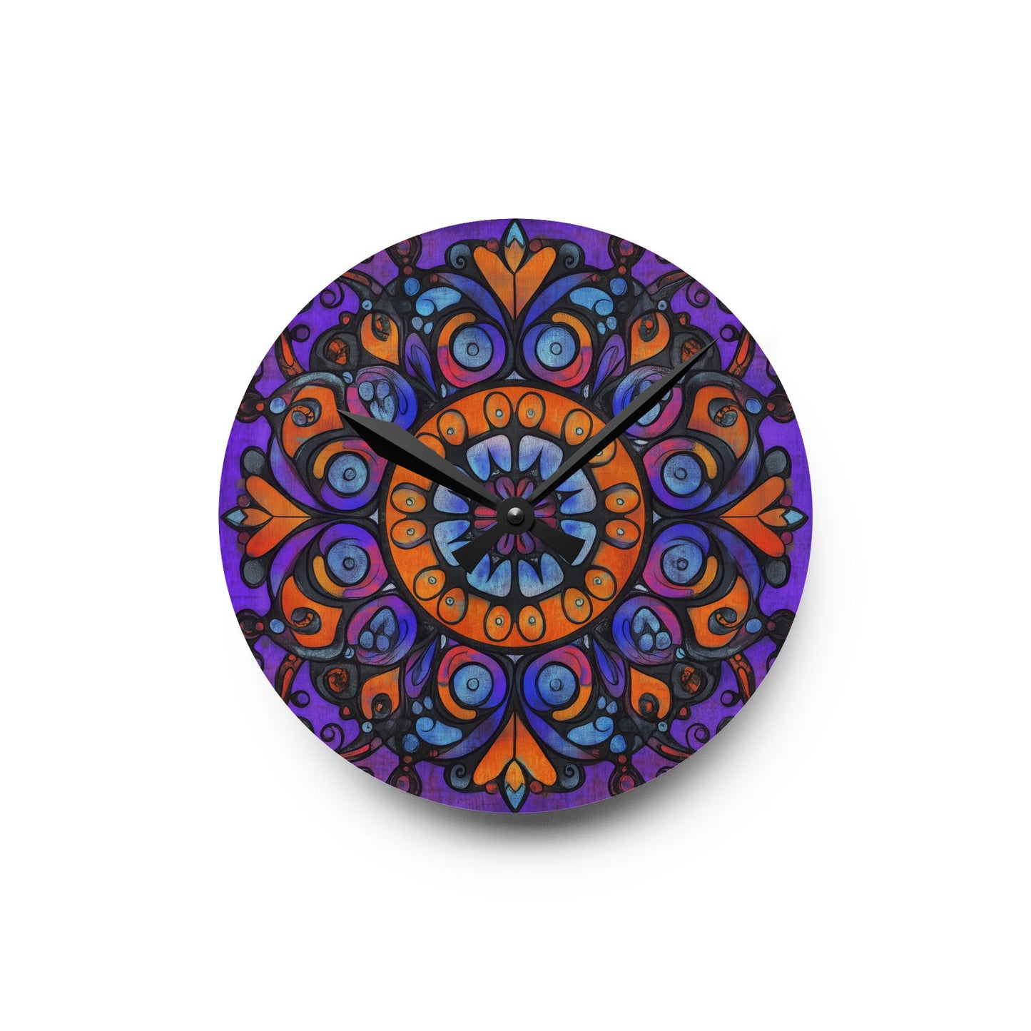 Mandala Acrylic Wall Clock — Colorful Boho Home Decor