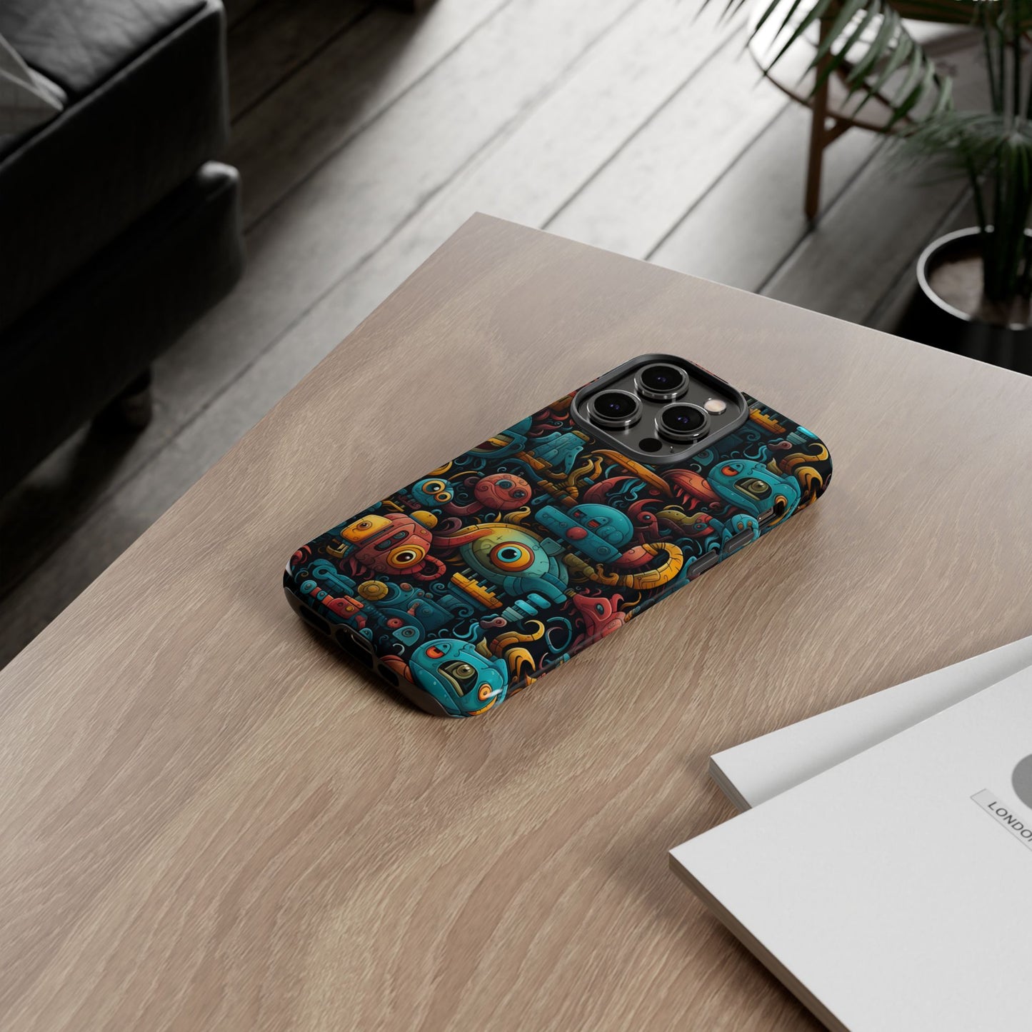 Whimsical Robots Tough Phone Case – Fantastical Mechanical Creatures Design for iPhone, Samsung Galaxy & Google Pixel