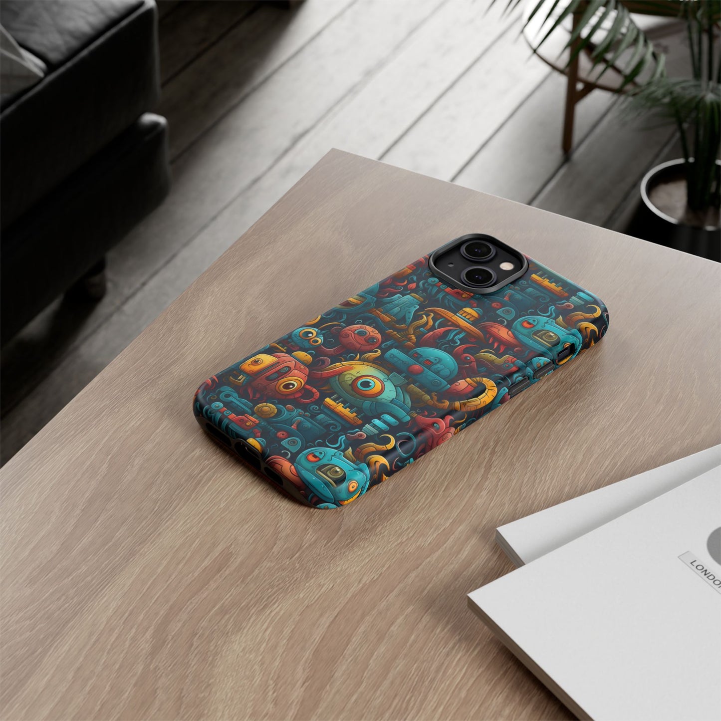 Whimsical Robots Tough Phone Case – Fantastical Mechanical Creatures Design for iPhone, Samsung Galaxy & Google Pixel