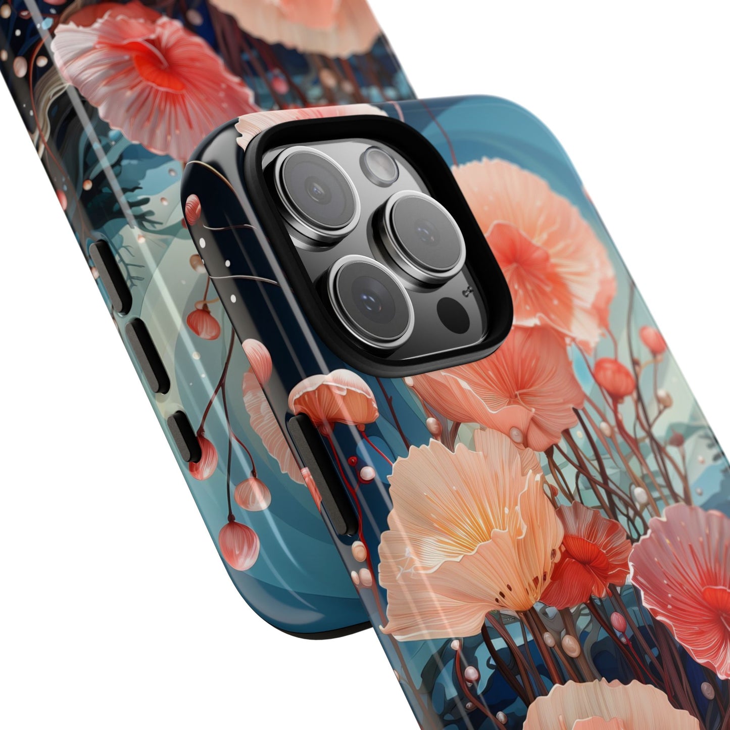 Blooming Poppies Tough Phone Case – Underwater Nocturnal Floral Design for iPhone, Samsung Galaxy & Google Pixel
