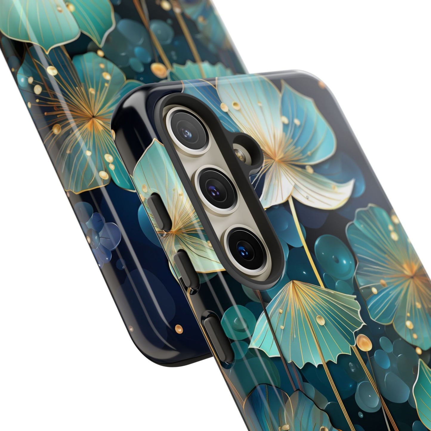 Teal Floral Tough Phone Case — Protective Botanical iPhone Cover