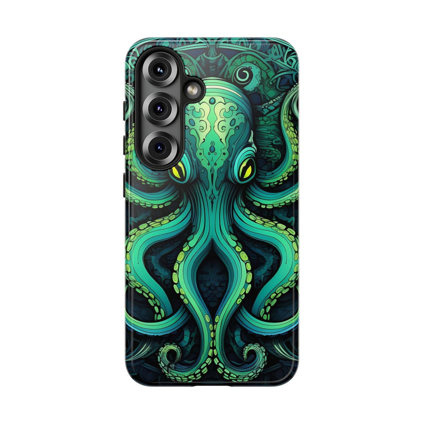 Vibrant Teal Octopus Tough Phone Case: Mandala-Inspired Art for iPhone, Samsung Galaxy & Google Pixel - Cracken Painting