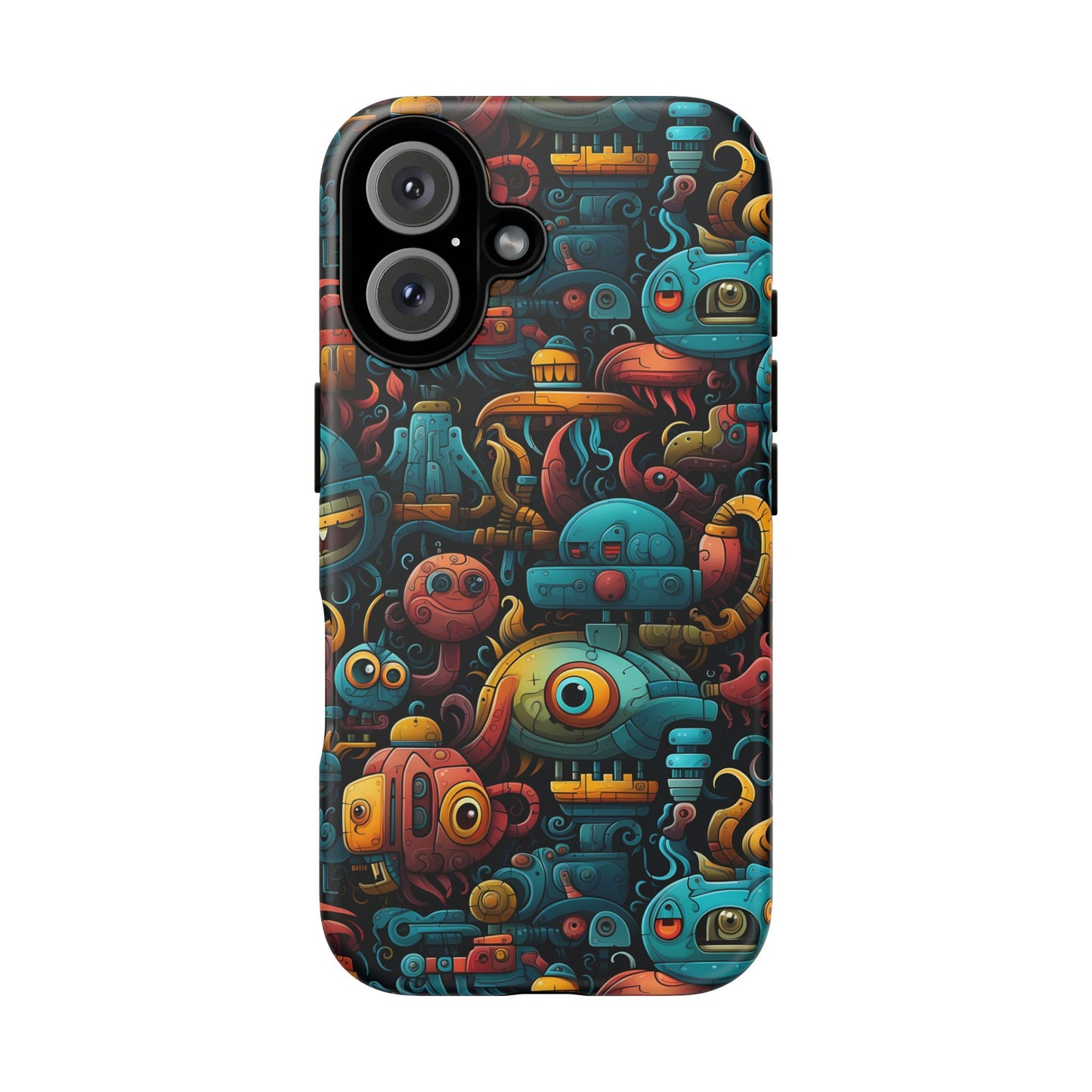Whimsical Robots Tough Phone Case – Fantastical Mechanical Creatures Design for iPhone, Samsung Galaxy & Google Pixel