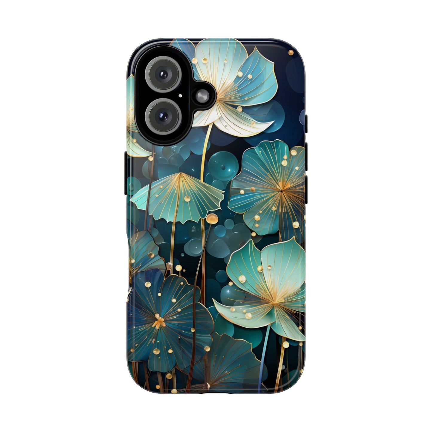 Teal Floral Tough Phone Case — Protective Botanical iPhone Cover