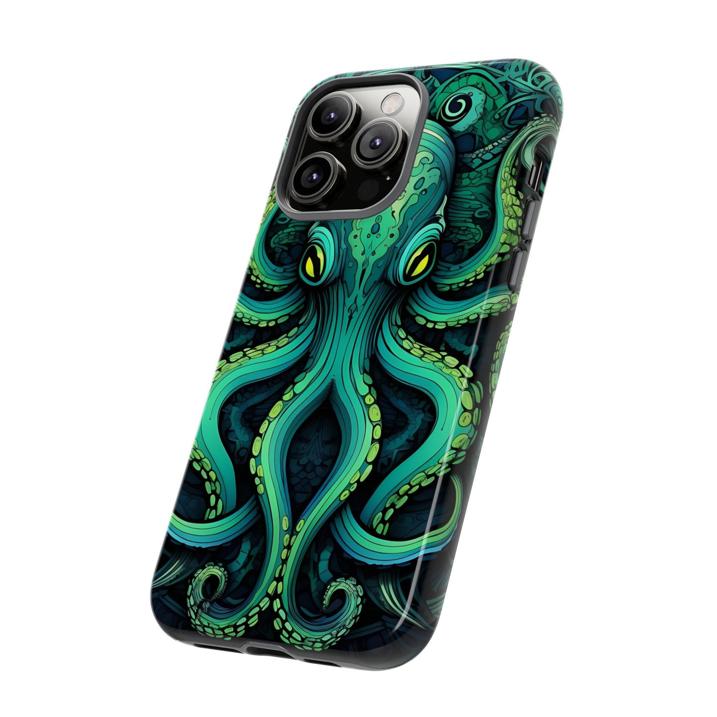 Vibrant Teal Octopus Tough Phone Case: Mandala-Inspired Art for iPhone, Samsung Galaxy & Google Pixel - Cracken Painting