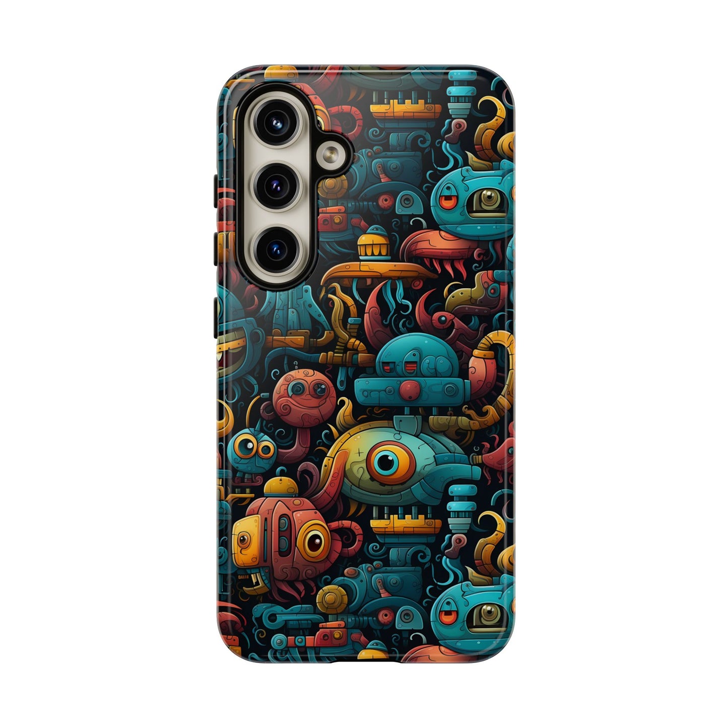 Whimsical Robots Tough Phone Case – Fantastical Mechanical Creatures Design for iPhone, Samsung Galaxy & Google Pixel