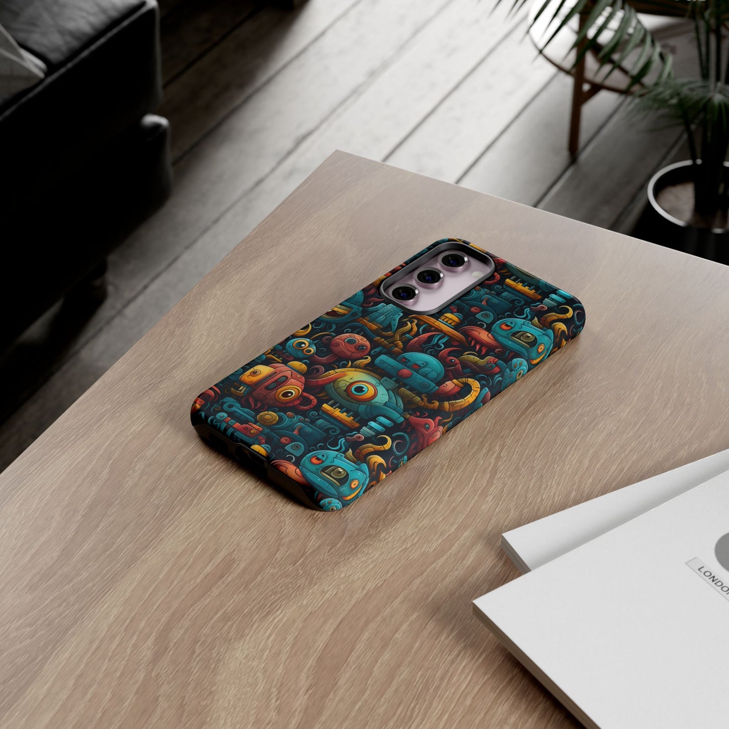 Whimsical Robots Tough Phone Case – Fantastical Mechanical Creatures Design for iPhone, Samsung Galaxy & Google Pixel