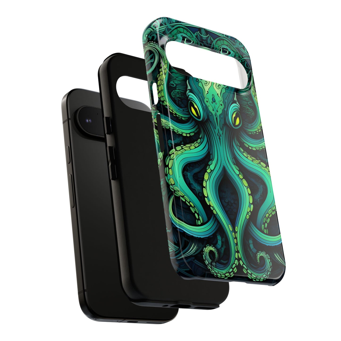 Vibrant Teal Octopus Tough Phone Case: Mandala-Inspired Art for iPhone, Samsung Galaxy & Google Pixel - Cracken Painting