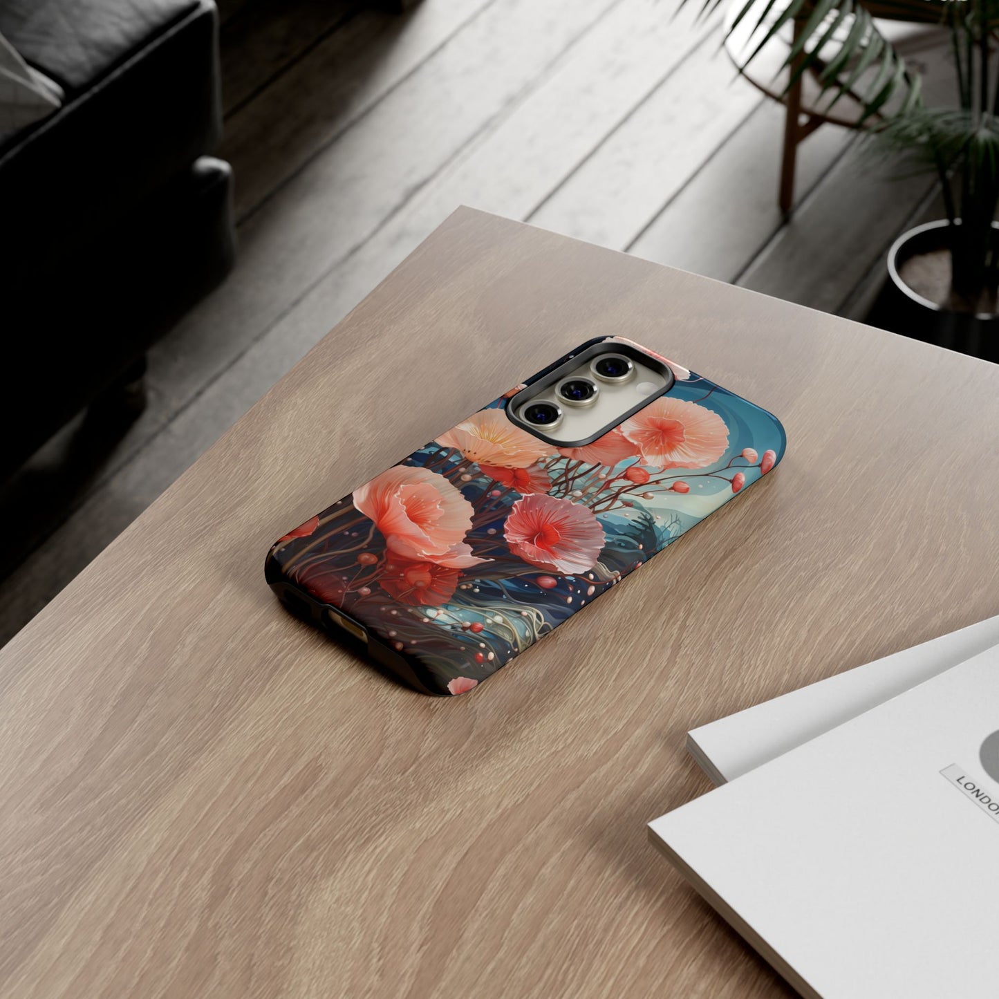 Blooming Poppies Tough Phone Case – Underwater Nocturnal Floral Design for iPhone, Samsung Galaxy & Google Pixel