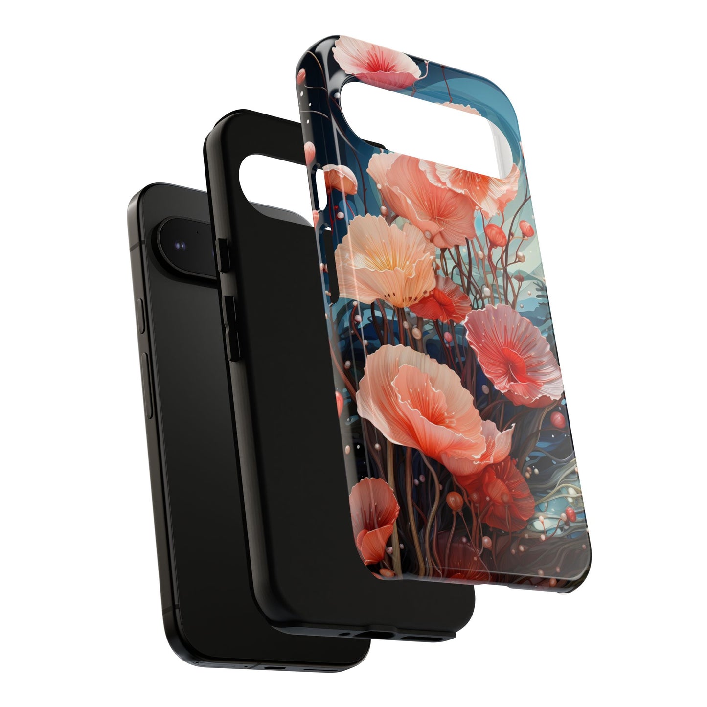Blooming Poppies Tough Phone Case – Underwater Nocturnal Floral Design for iPhone, Samsung Galaxy & Google Pixel
