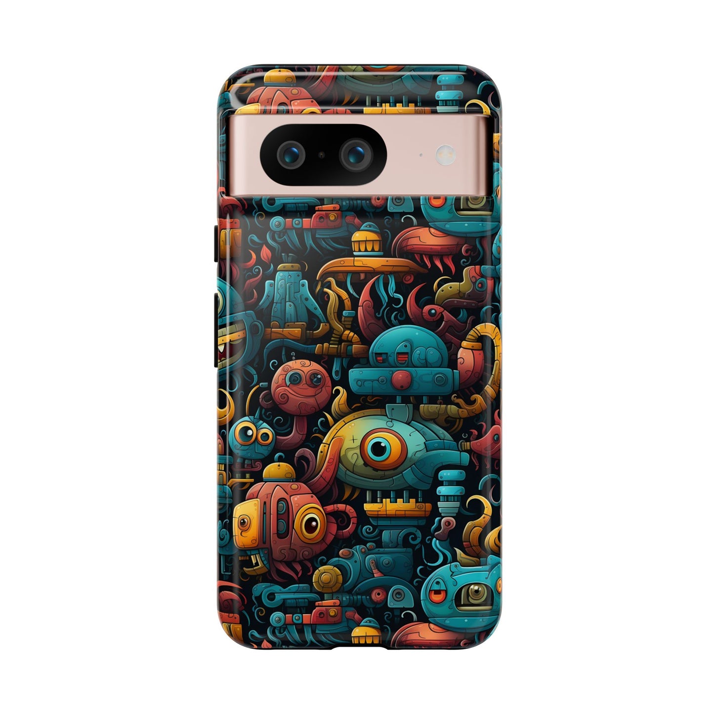 Whimsical Robots Tough Phone Case – Fantastical Mechanical Creatures Design for iPhone, Samsung Galaxy & Google Pixel