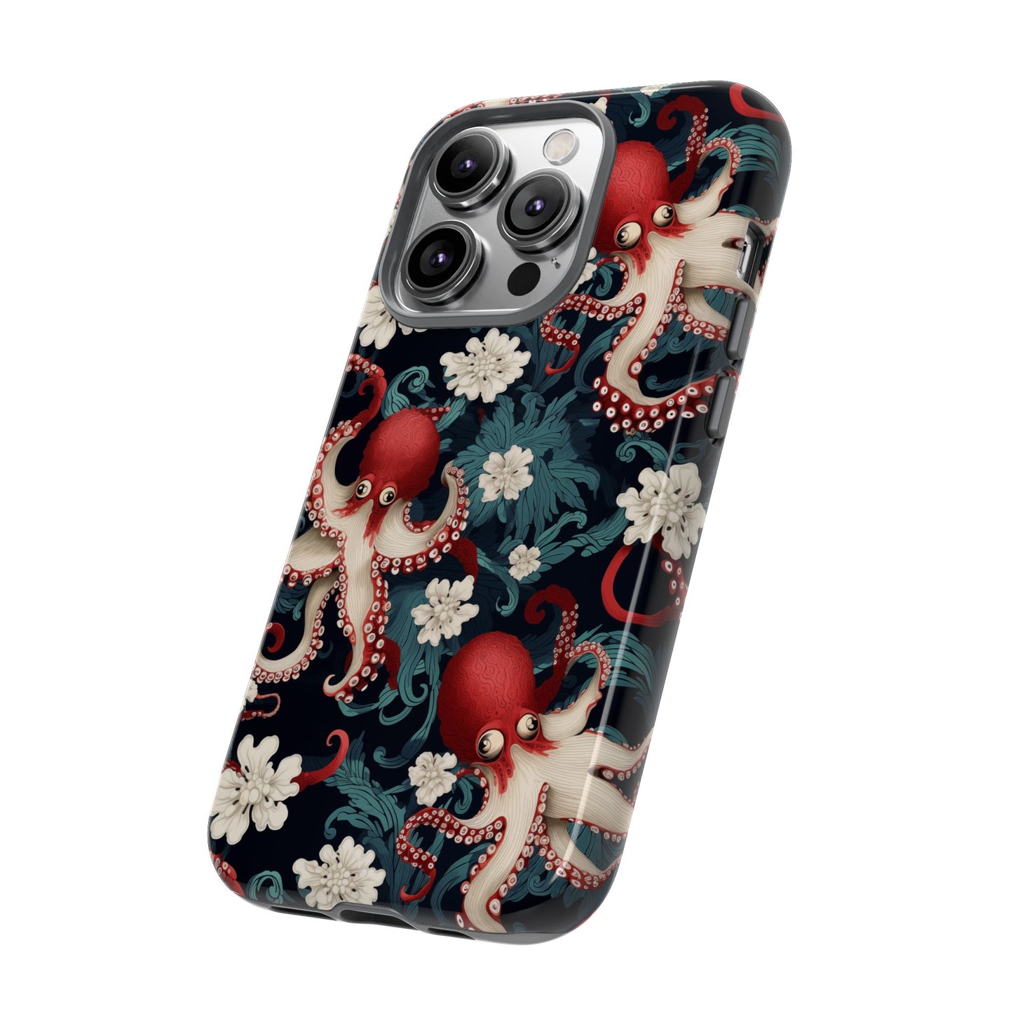 Octopus Floral Phone Case | Japanese Style Marine Pattern Protective Case