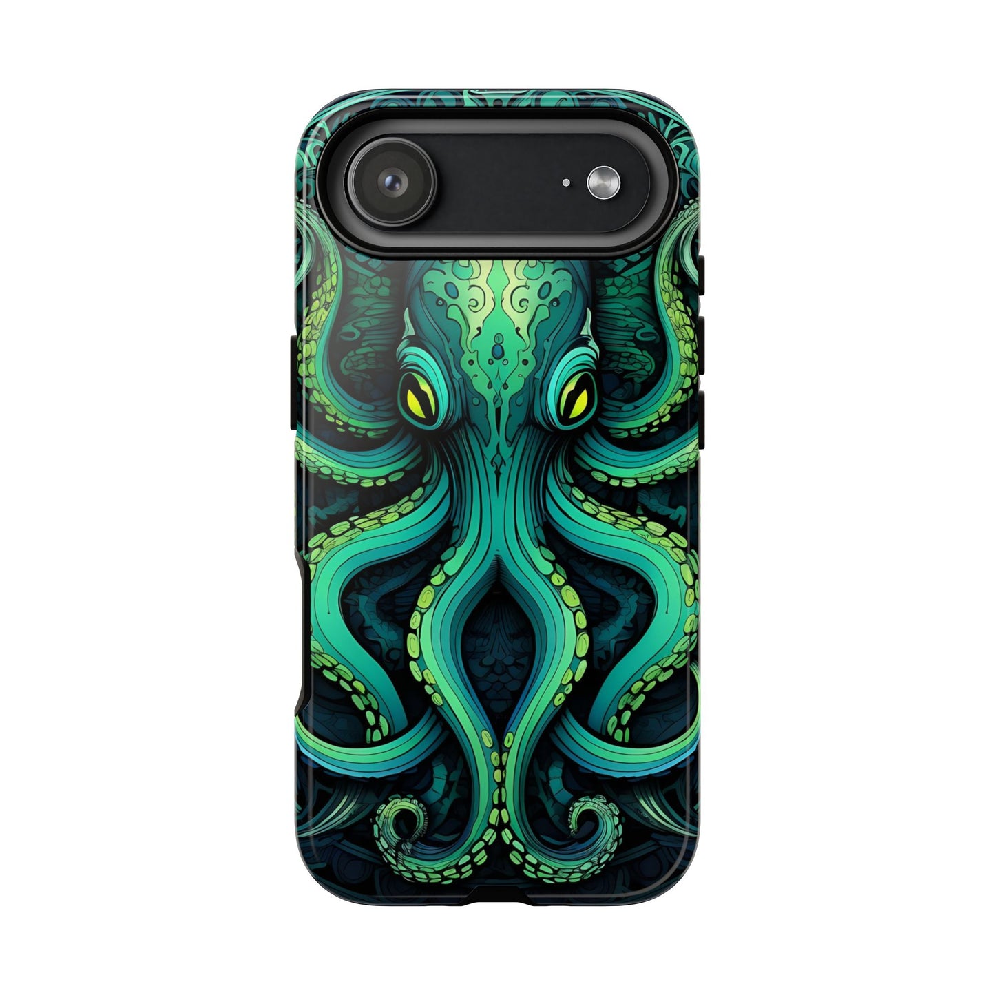 Vibrant Teal Octopus Tough Phone Case: Mandala-Inspired Art for iPhone, Samsung Galaxy & Google Pixel - Cracken Painting