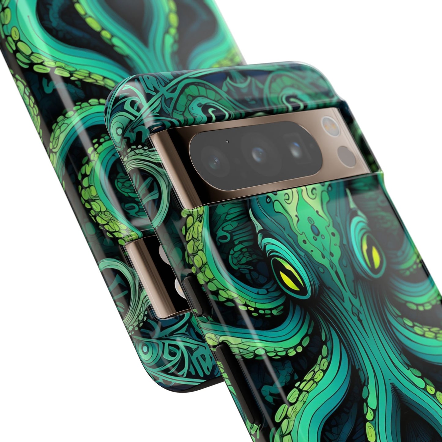 Vibrant Teal Octopus Tough Phone Case: Mandala-Inspired Art for iPhone, Samsung Galaxy & Google Pixel - Cracken Painting