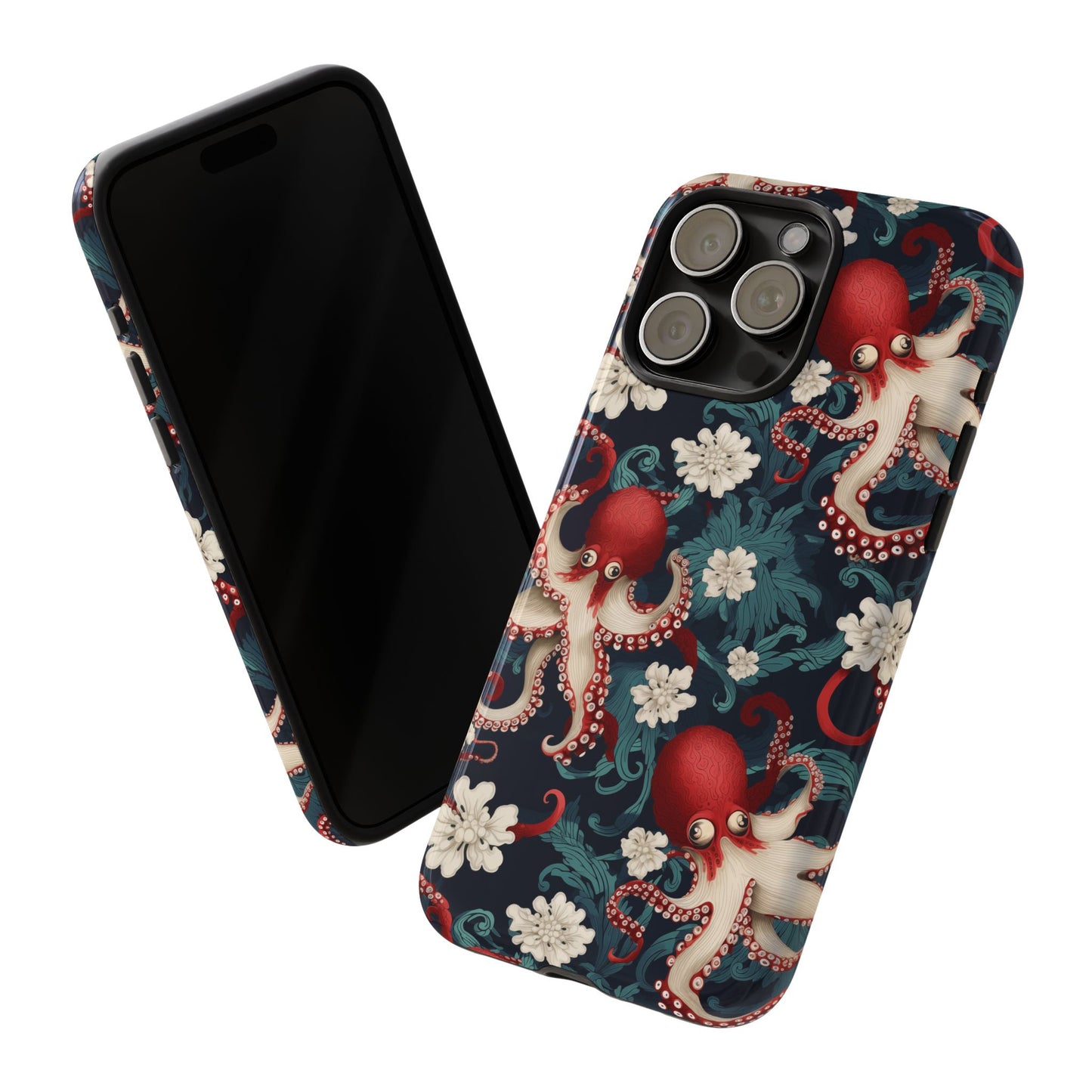 Octopus Floral Phone Case | Japanese Style Marine Pattern Protective Case