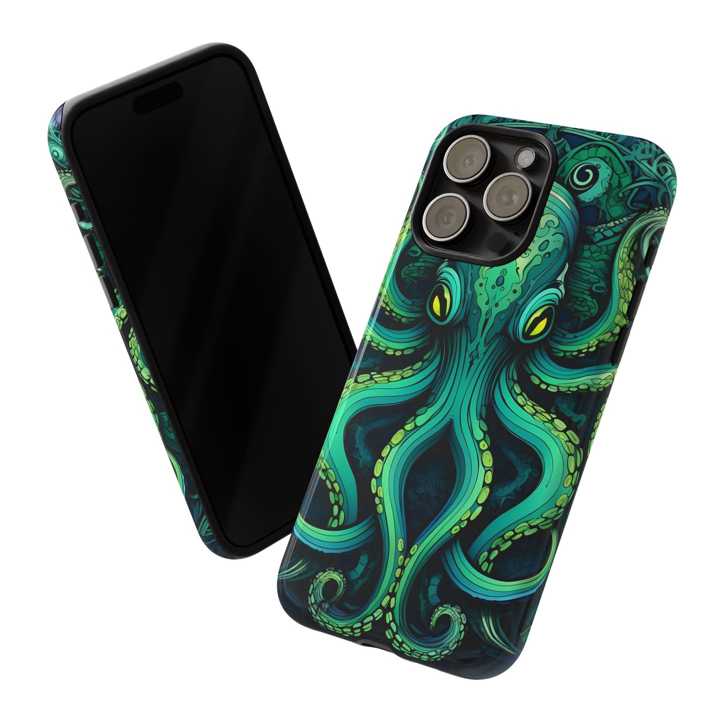 Vibrant Teal Octopus Tough Phone Case: Mandala-Inspired Art for iPhone, Samsung Galaxy & Google Pixel - Cracken Painting