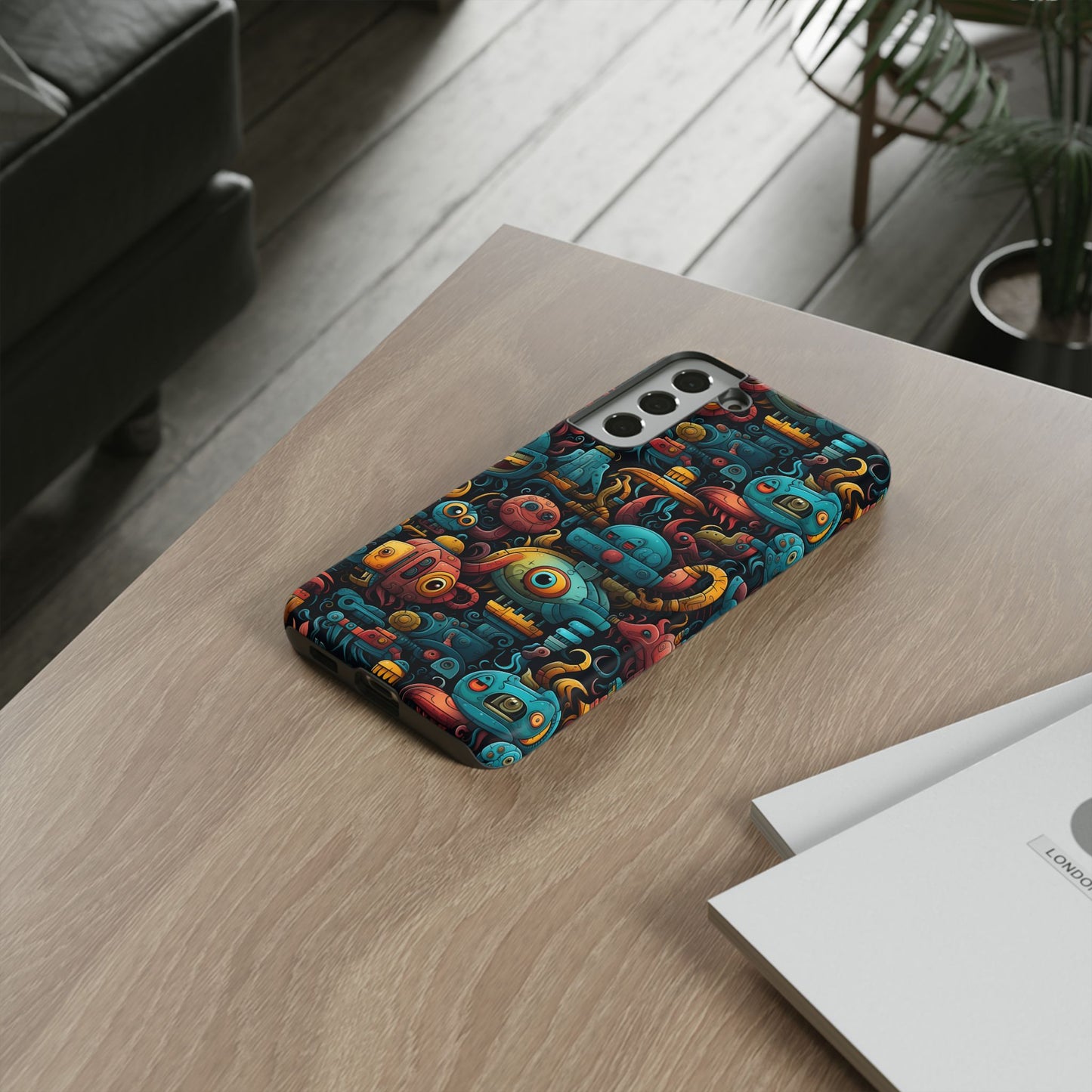 Whimsical Robots Tough Phone Case – Fantastical Mechanical Creatures Design for iPhone, Samsung Galaxy & Google Pixel