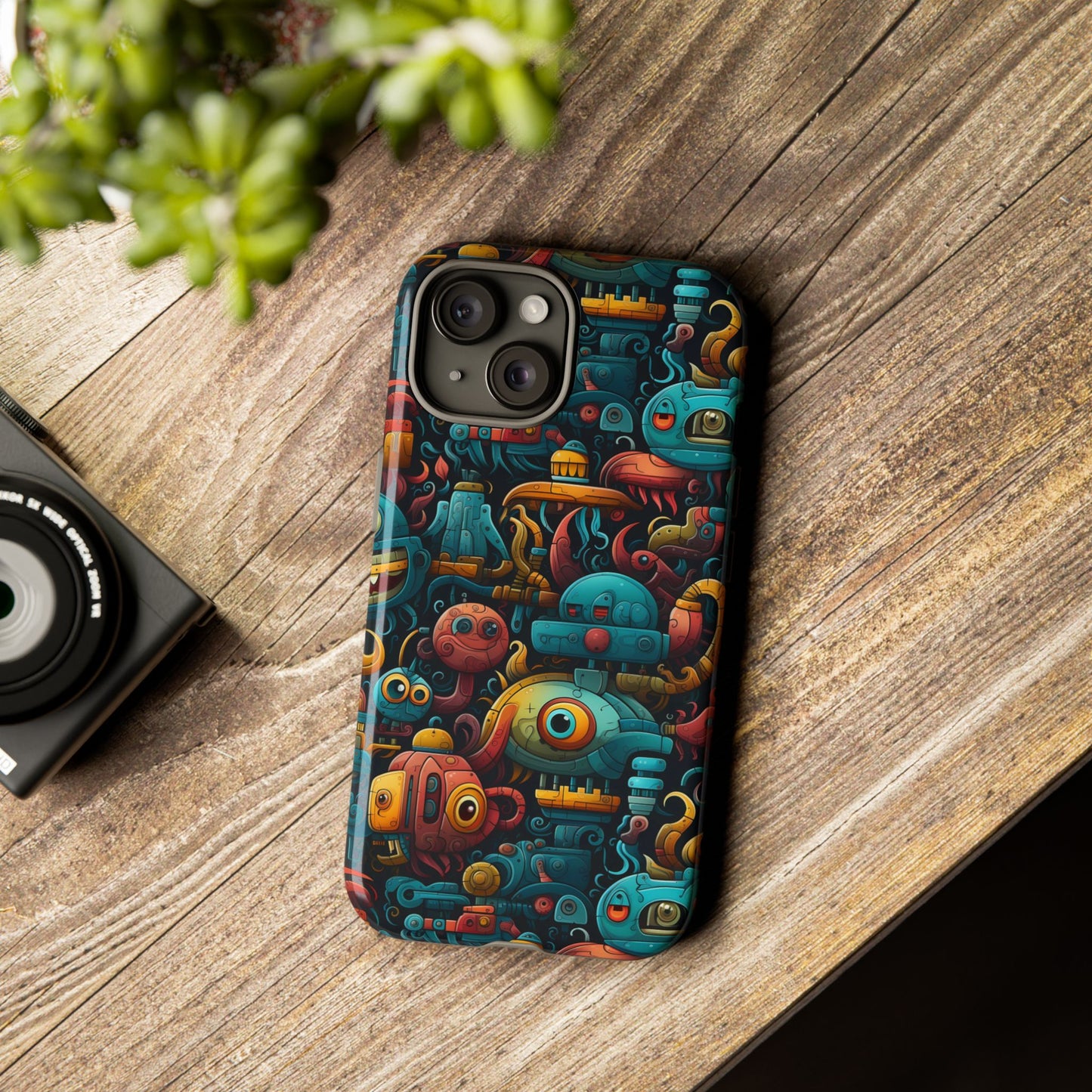 Whimsical Robots Tough Phone Case – Fantastical Mechanical Creatures Design for iPhone, Samsung Galaxy & Google Pixel