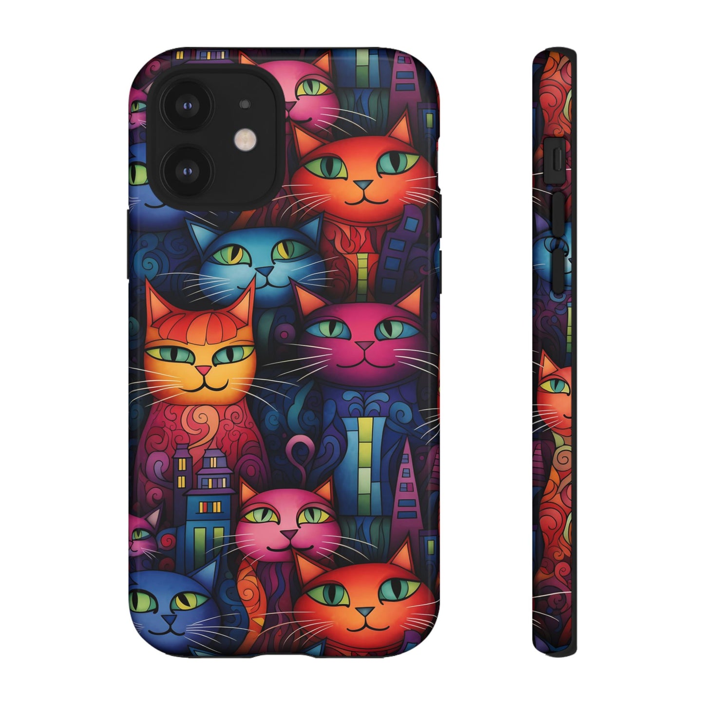 Cat-opolis Tough Phone Case: Fantastical Feline City Scape Mobile Phone Protection for iPhone, Samsung Galaxy & Google Pixel Whimsical Art