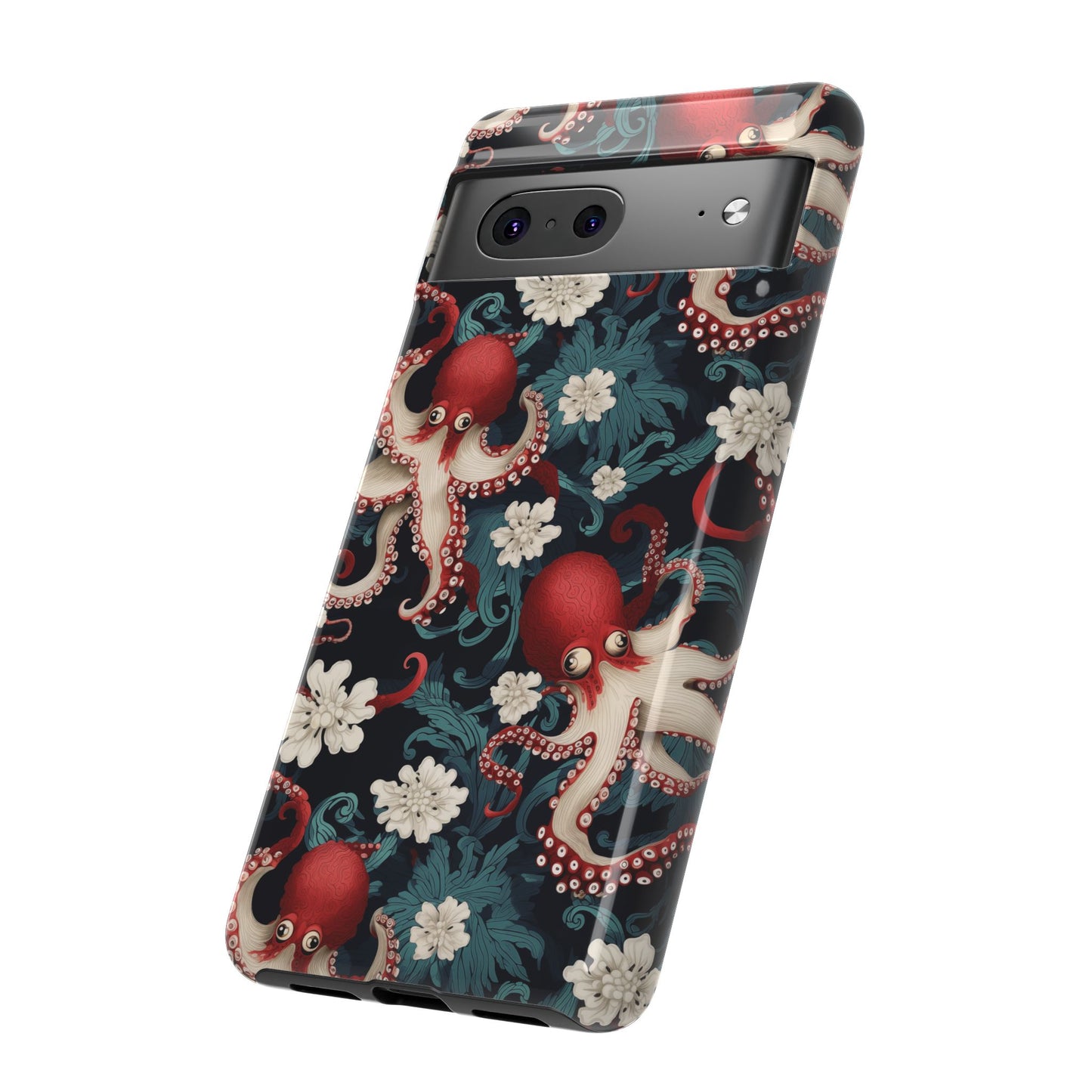 Octopus Floral Phone Case | Japanese Style Marine Pattern Protective Case